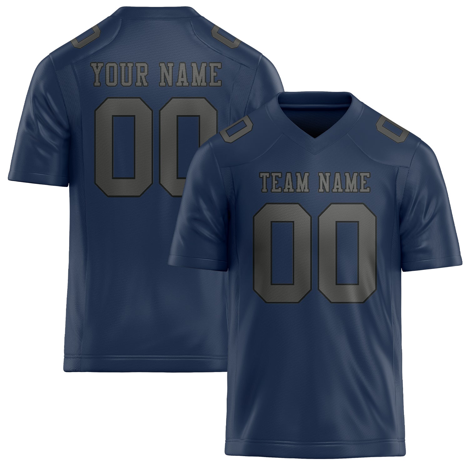 Custom Blue Dark Grey Football Jersey