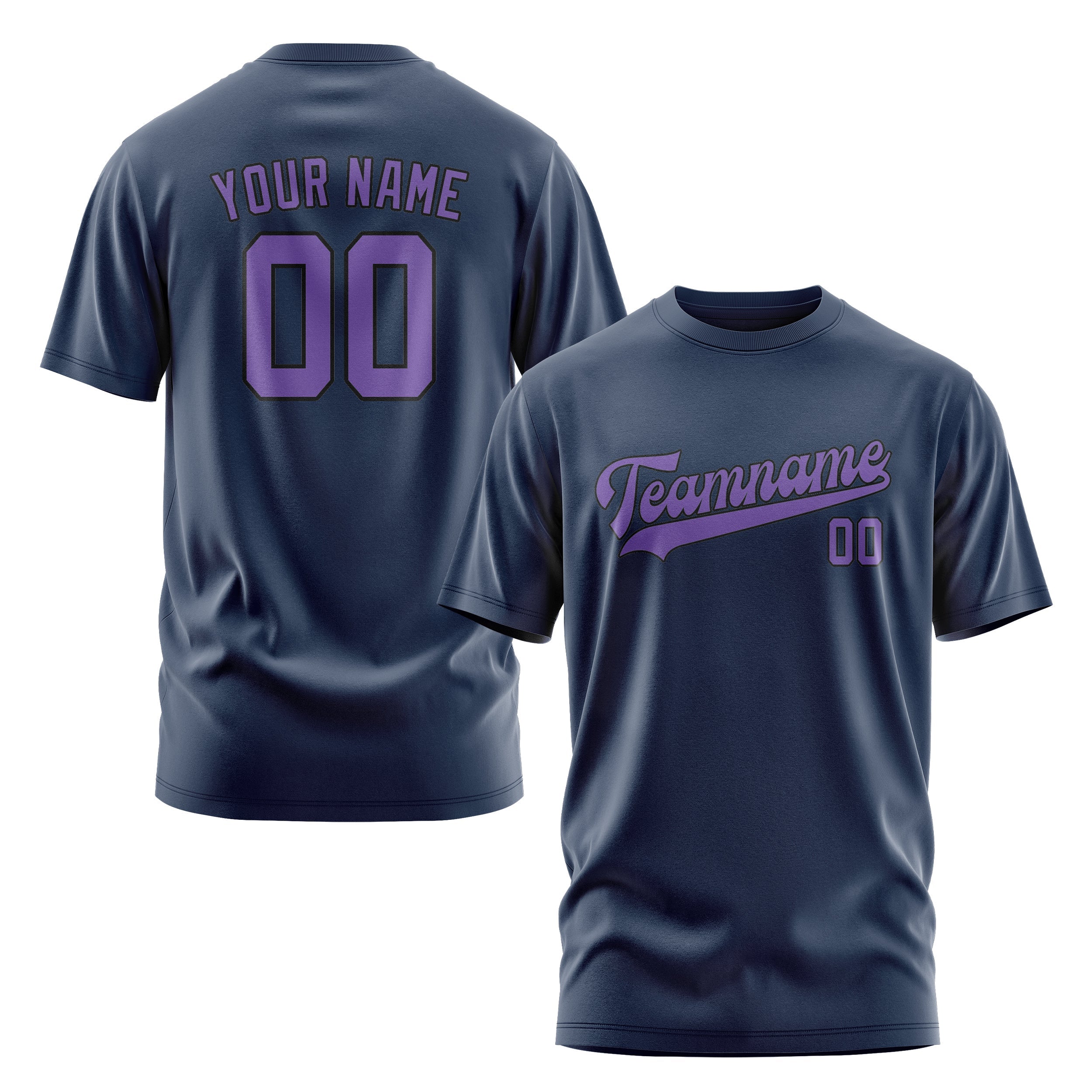 Custom Blue Light Purple T-Shirt
