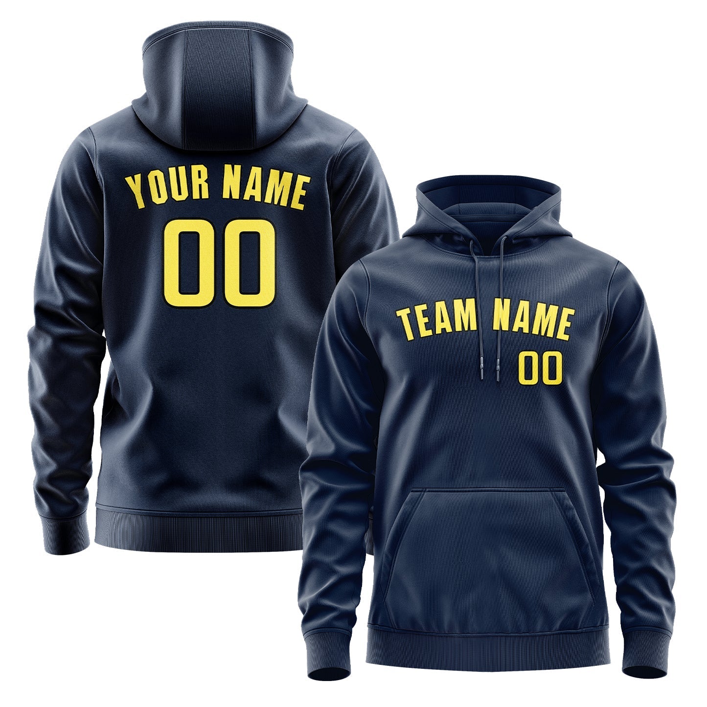 Custom Blue Light Yellow Hoodie