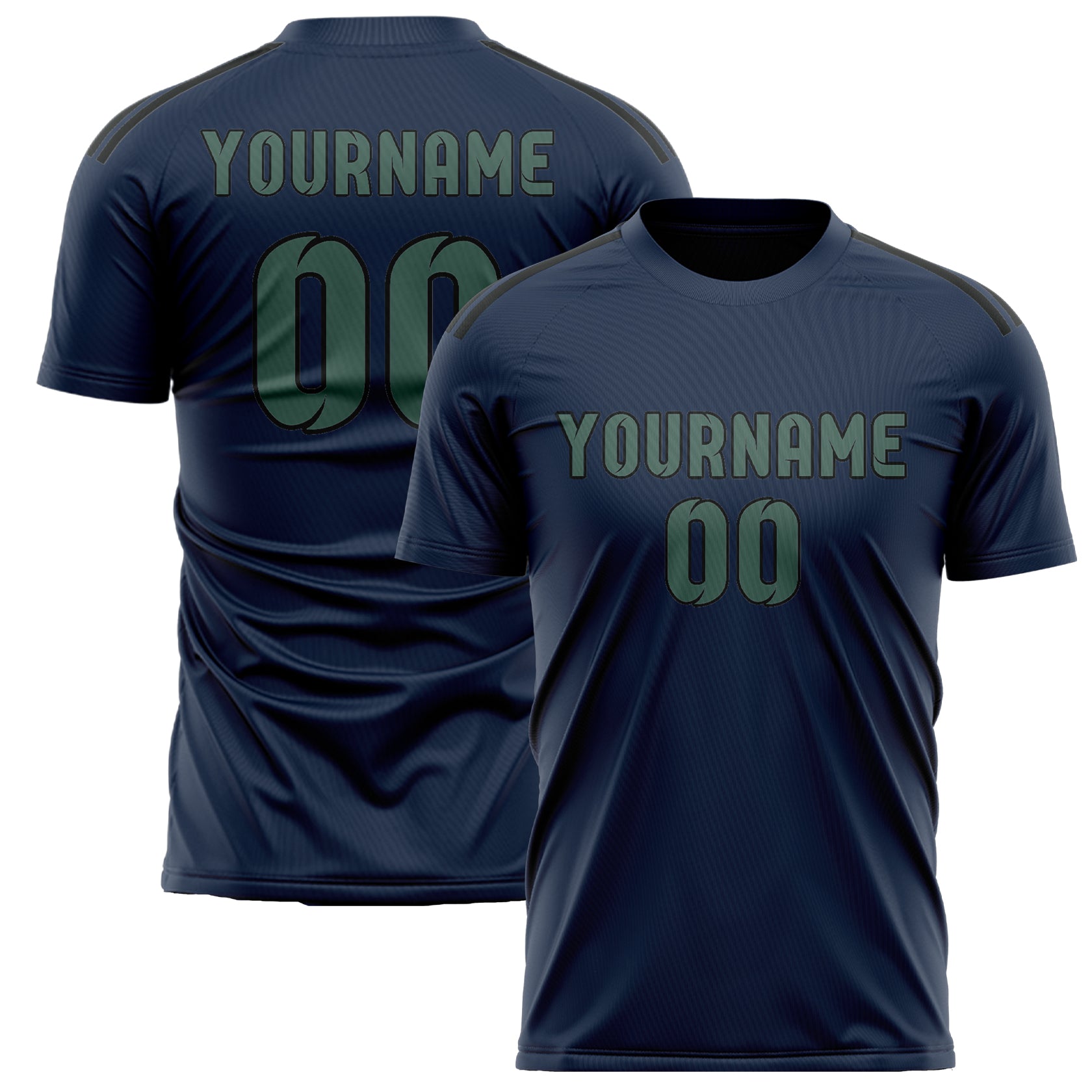 Custom Blue Blue Green Soccer Jersey