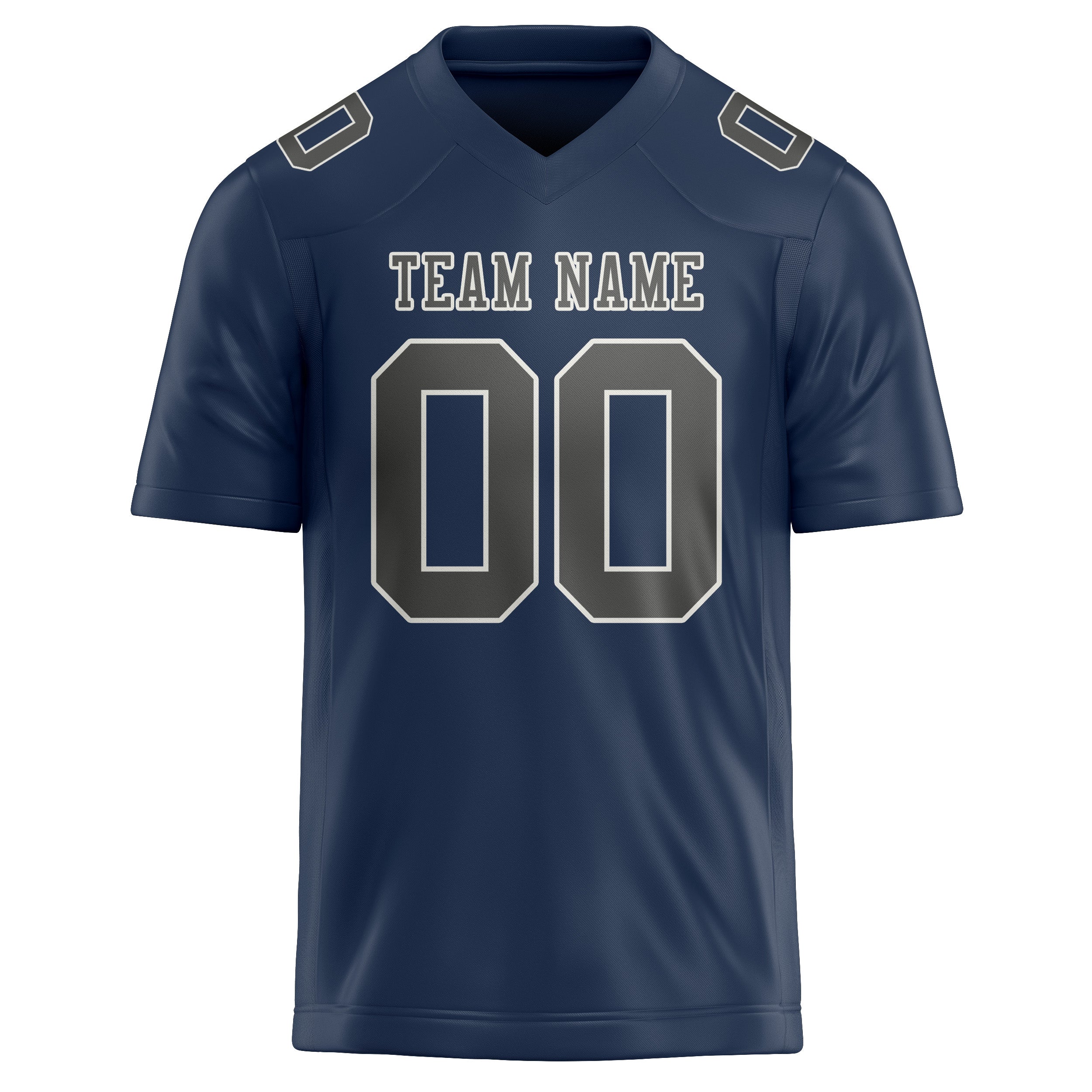 Custom Blue Dark Grey Football Jersey