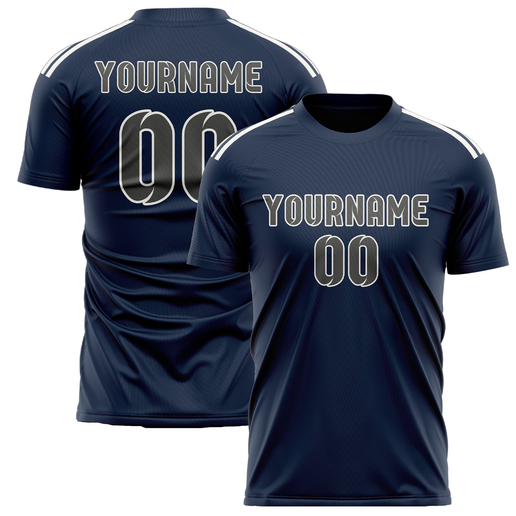 Custom Blue Dark Grey Soccer Jersey