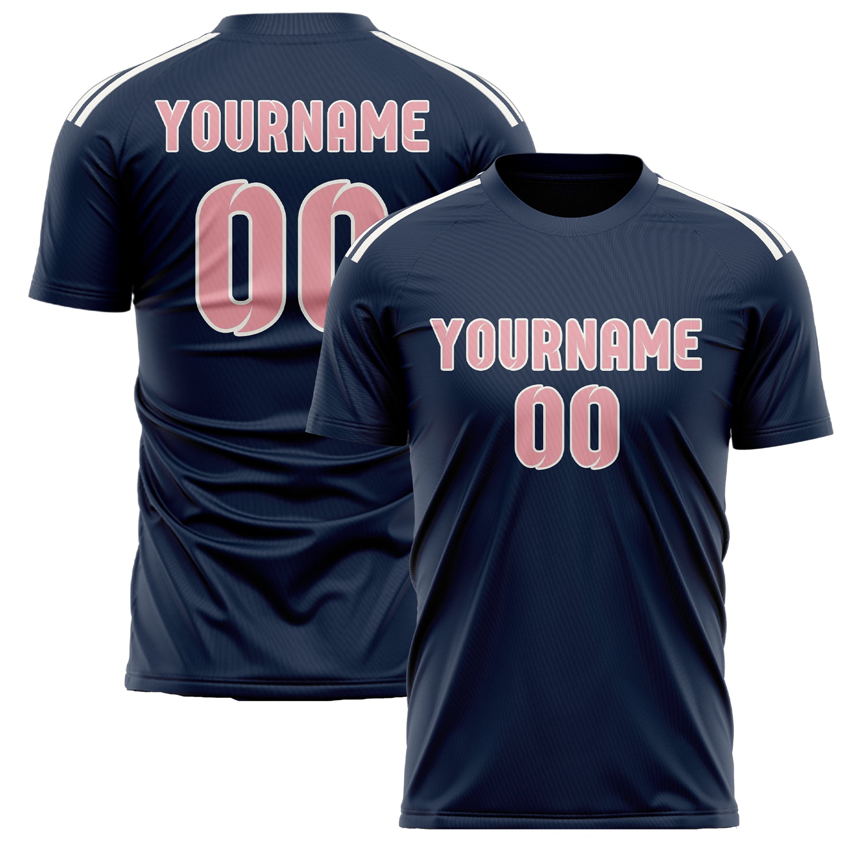 Custom Blue Light Pink Soccer Jersey