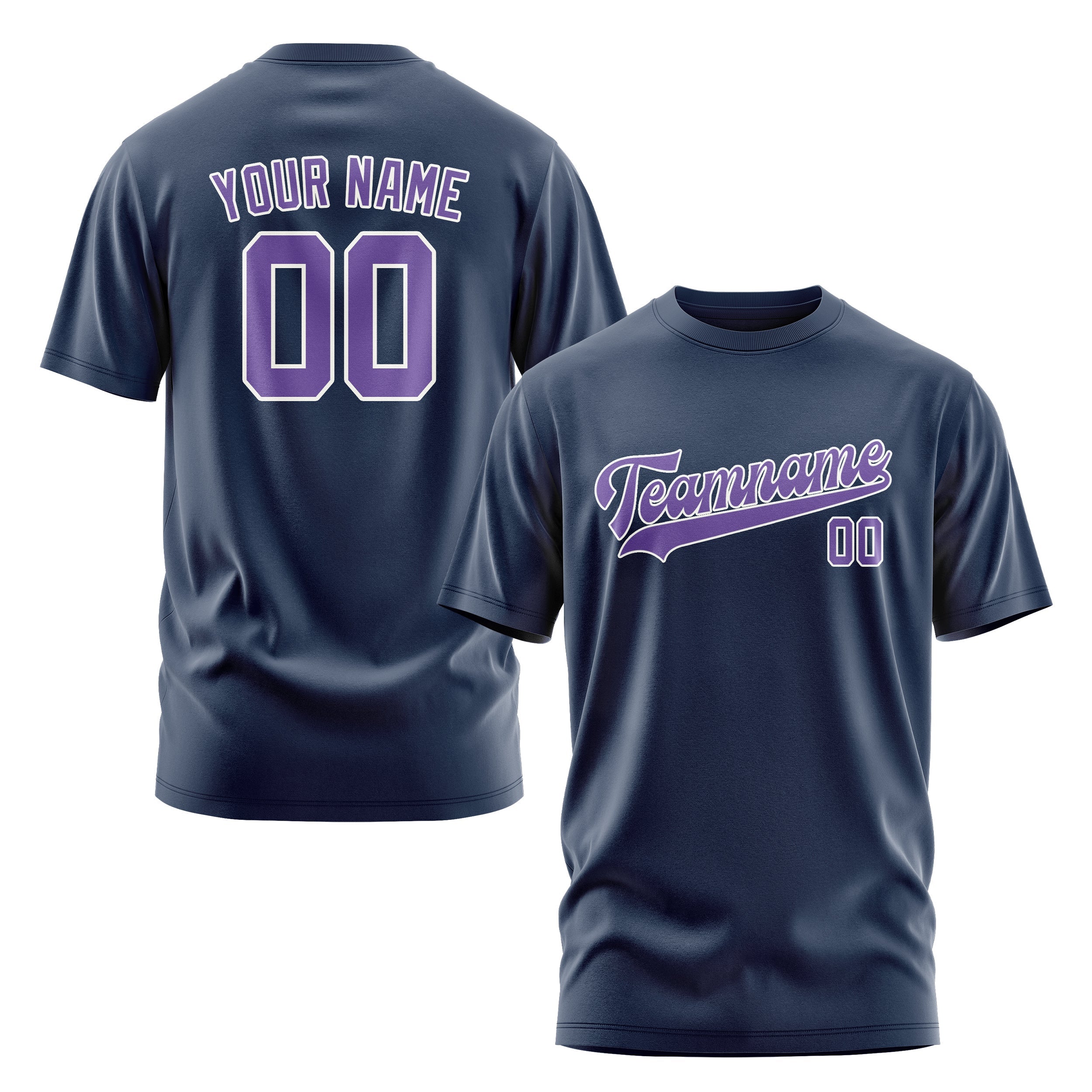 Custom Blue Light Purple T-Shirt