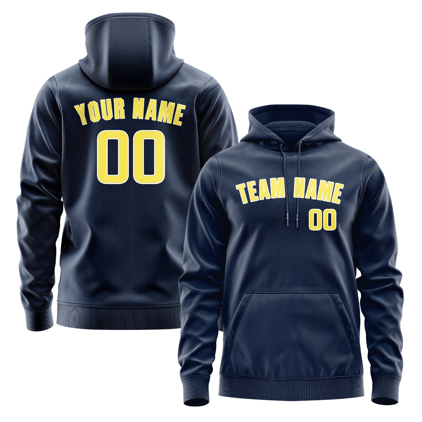 Custom Blue Light Yellow Hoodie