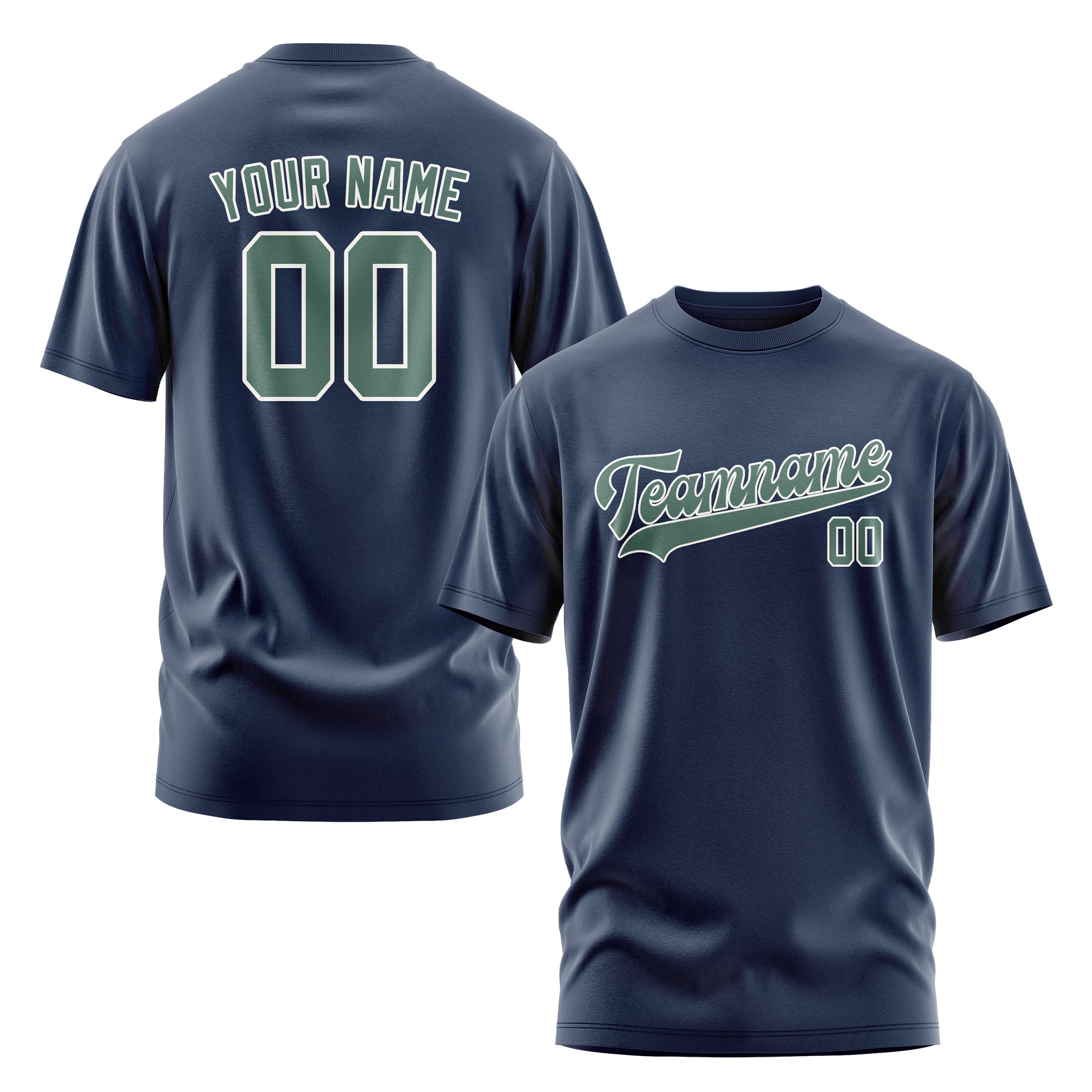 Custom Blue Blue Green T-Shirt