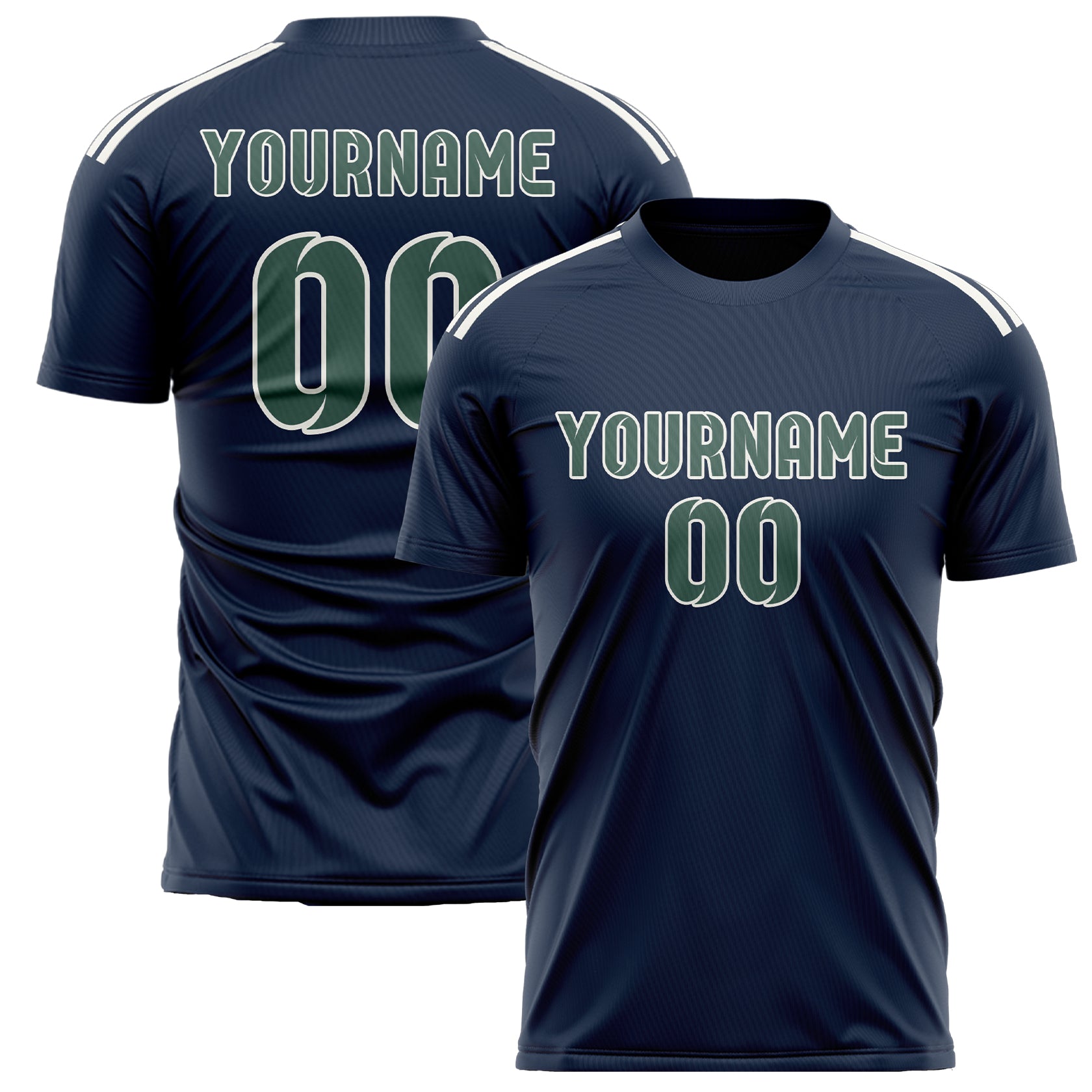 Custom Blue Blue Green Soccer Jersey