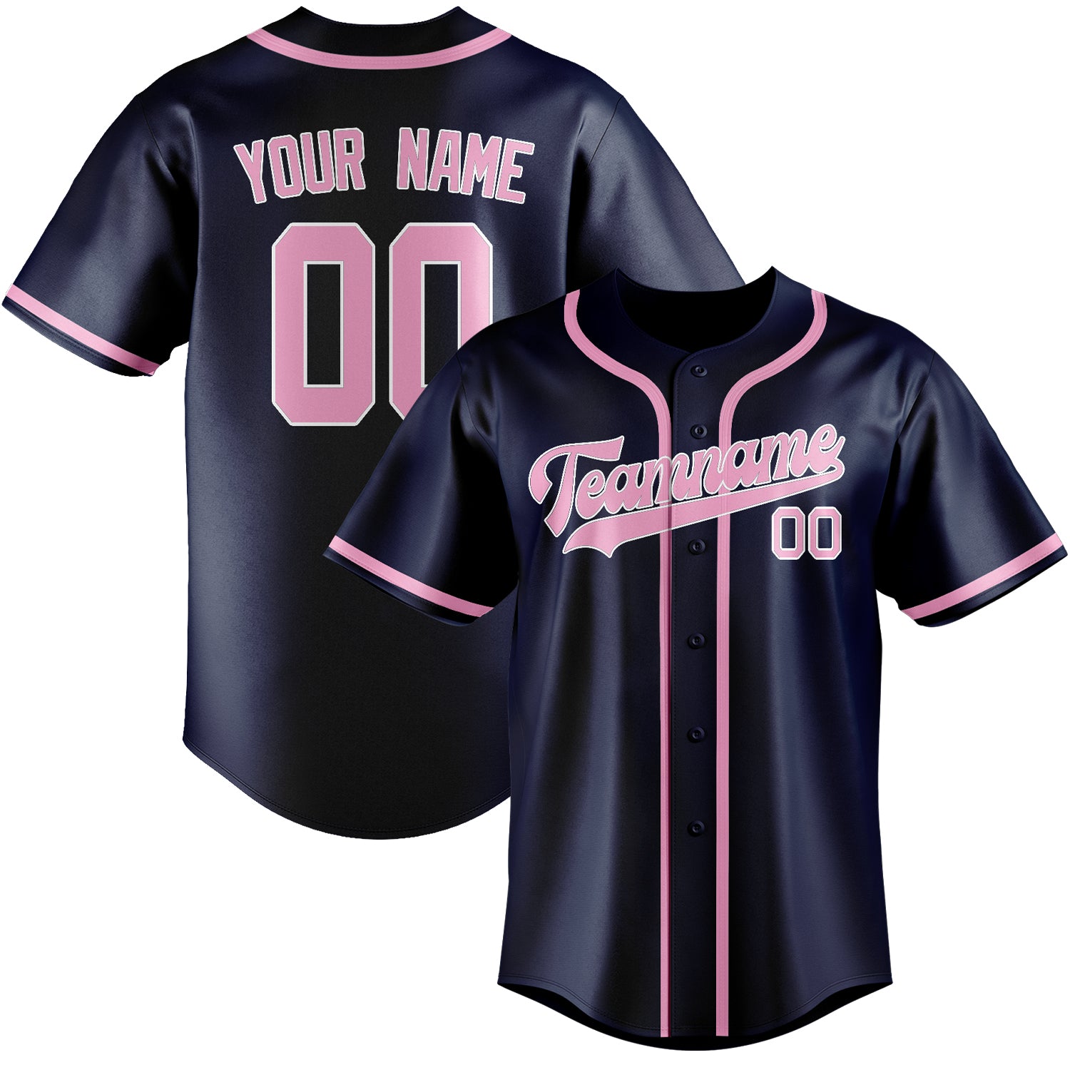 Custom Blue Light Pink Baseball Jersey
