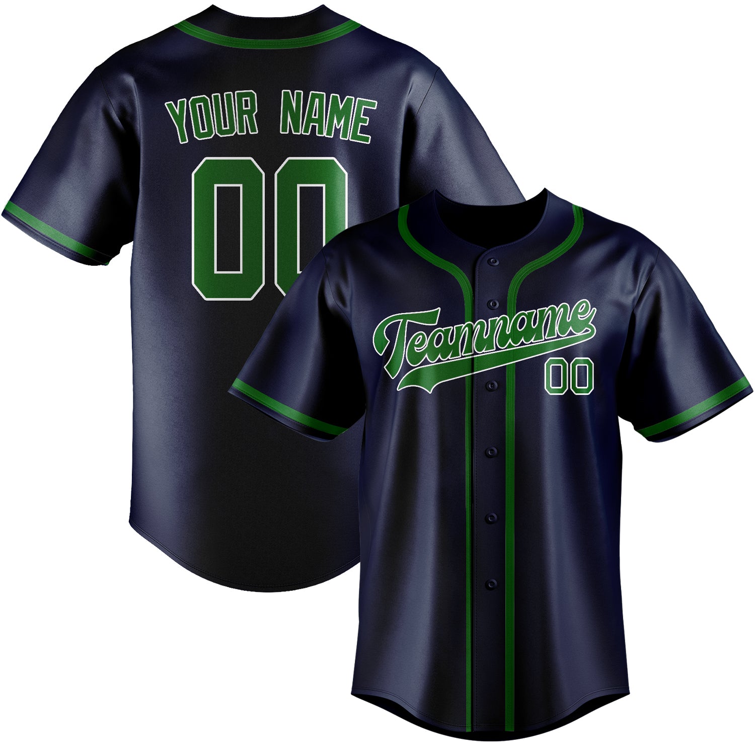 Custom Blue Emerald Green Baseball Jersey