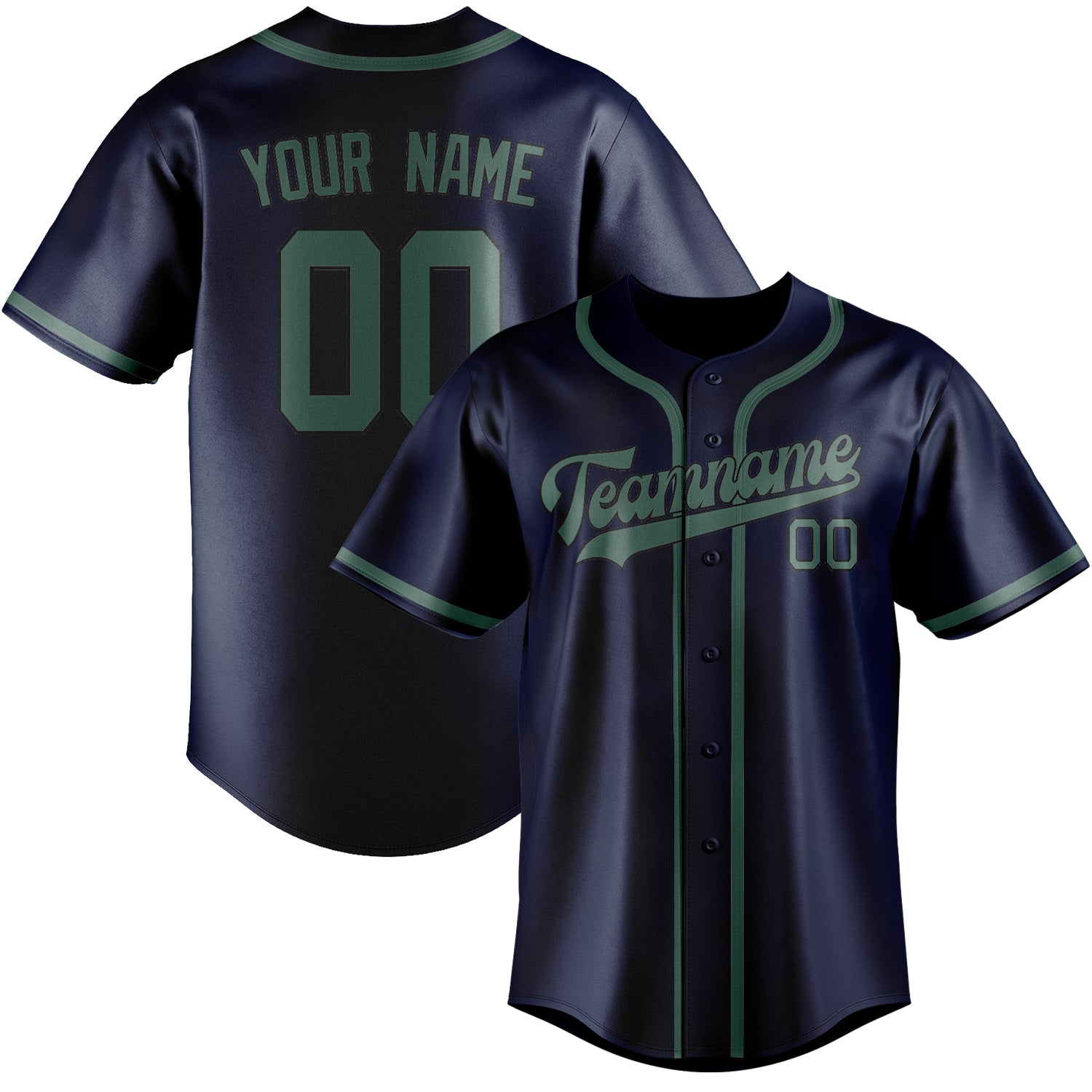 Custom Blue Blue Green Baseball Jersey