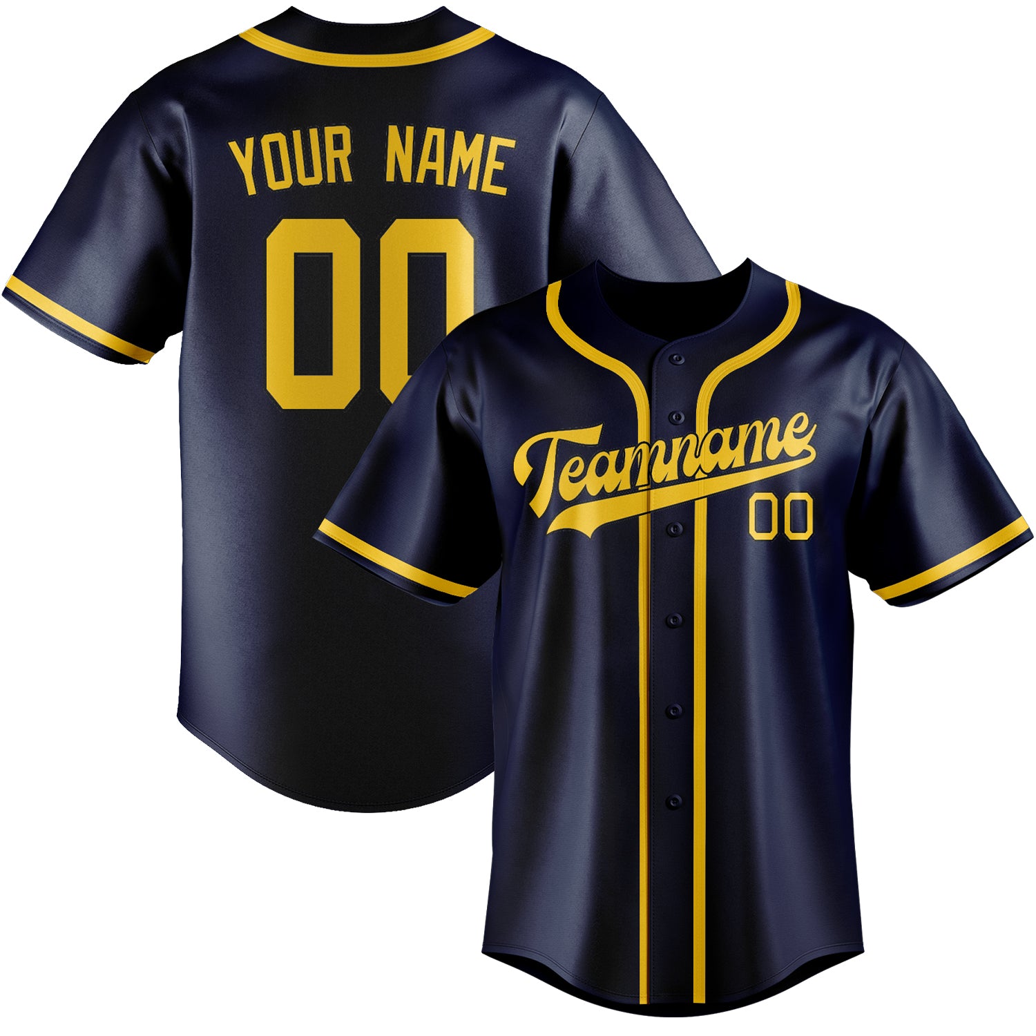 Custom Blue Gold Baseball Jersey