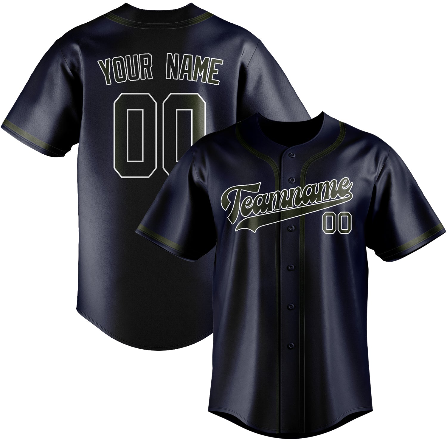 Custom Navy Olive Baseball Jersey