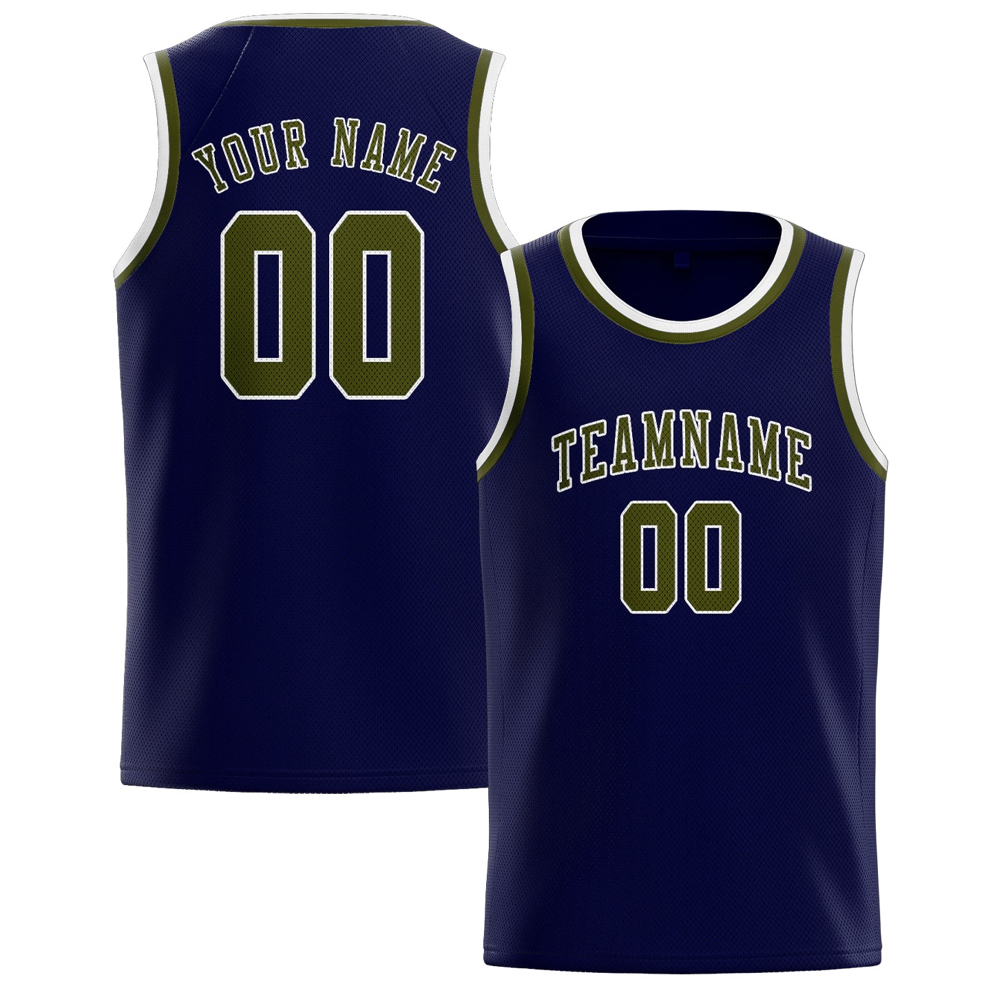 Custom Navy Olive Basketball Jersey