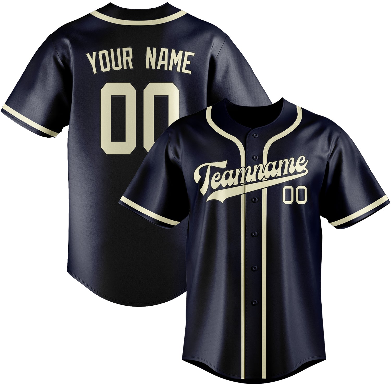 Custom Navy Cream Baseball Jersey