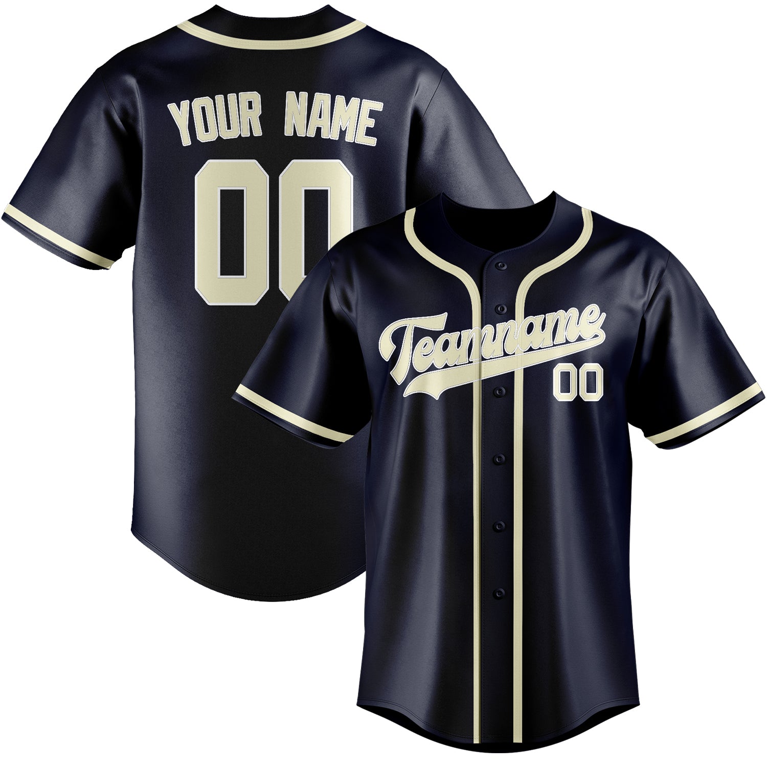 Custom Navy Cream Baseball Jersey