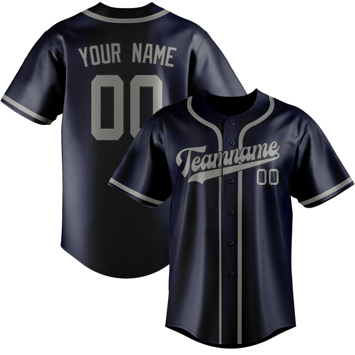 Custom Navy Gray Baseball Jersey