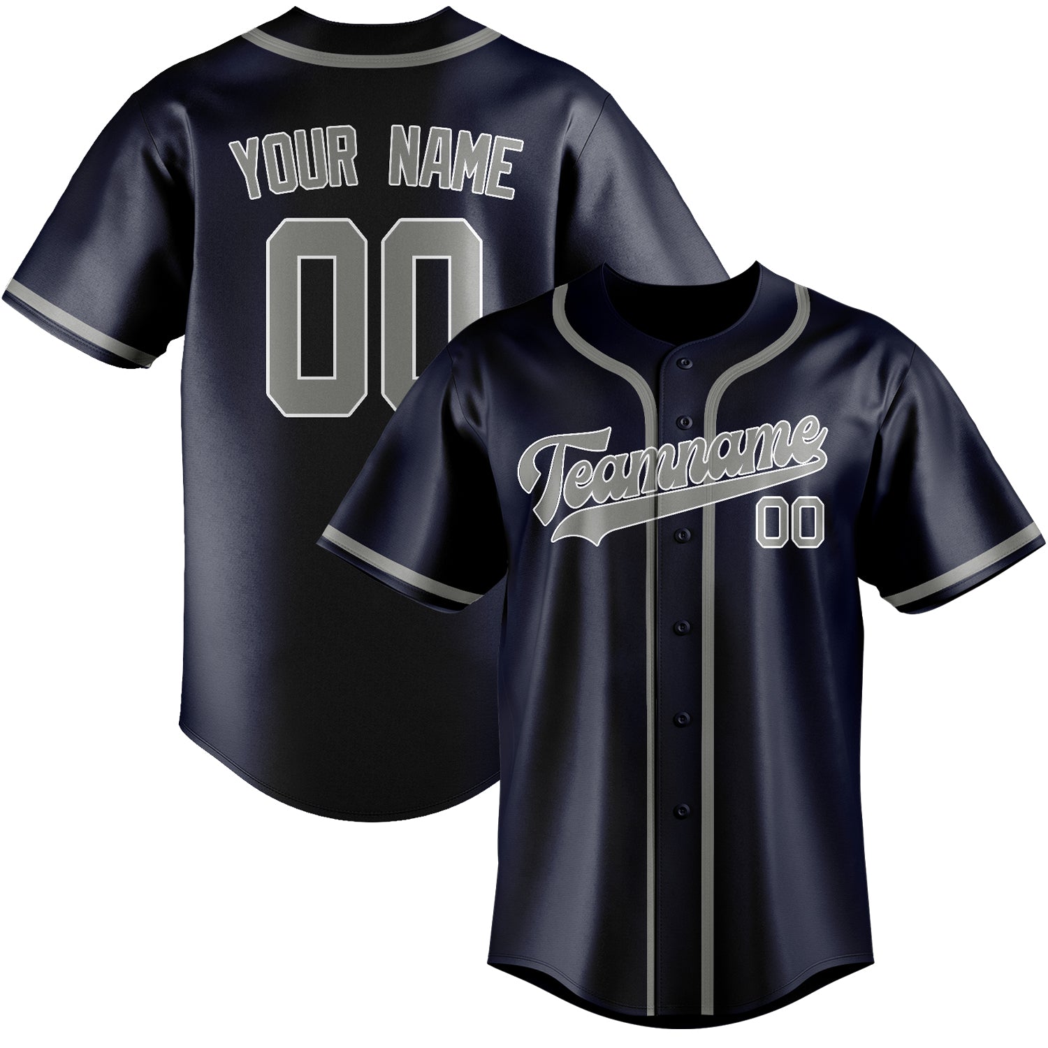 Custom Navy Gray Baseball Jersey