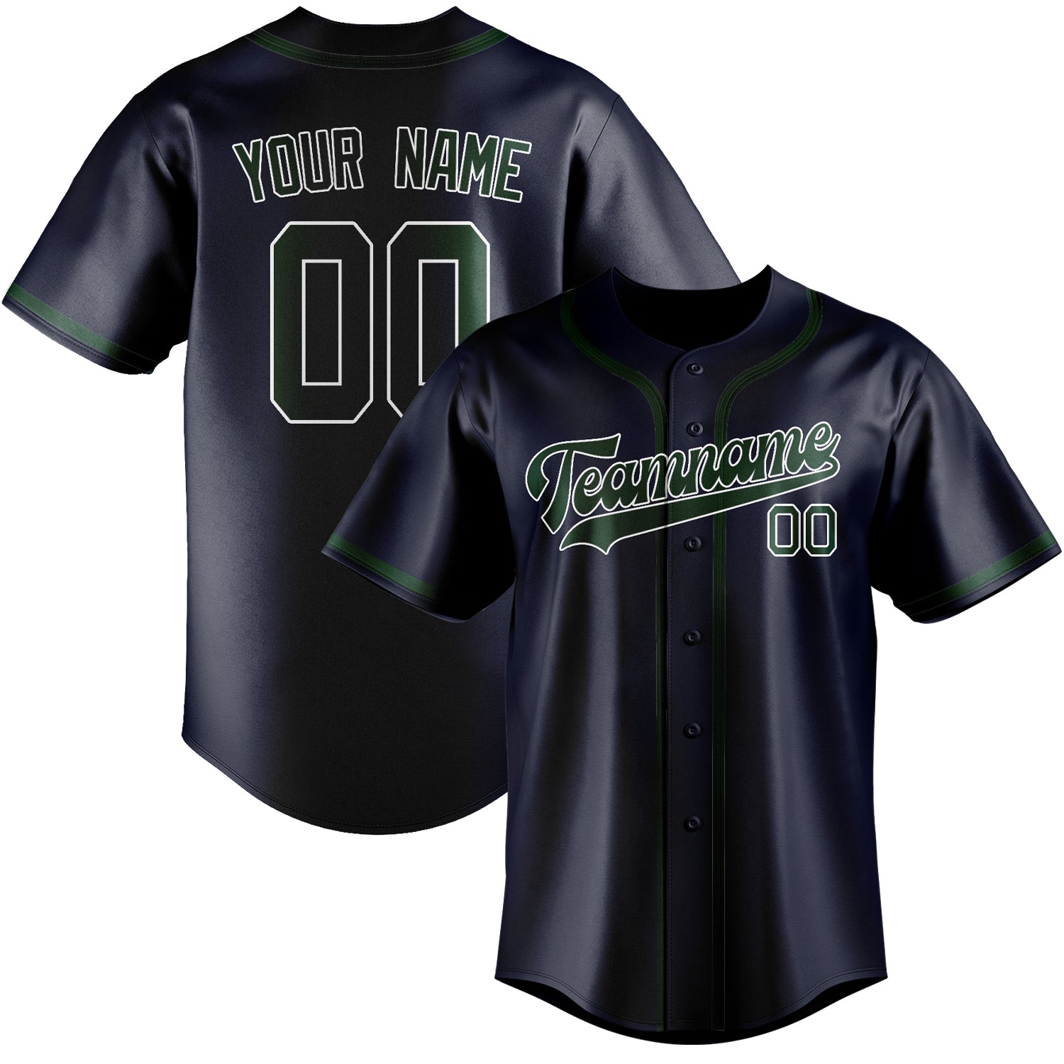 Custom Navy Green Baseball Jersey