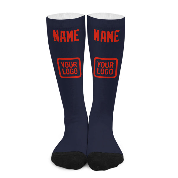 Custom Navy Orange Red Knee-High Sock