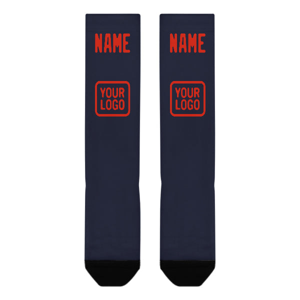 Custom Navy Orange Red Knee-High Sock