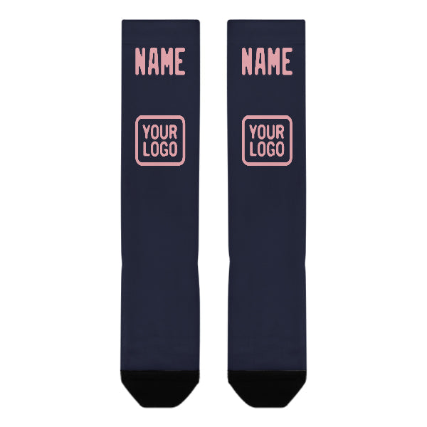 Custom Navy Light Pink Knee-High Sock