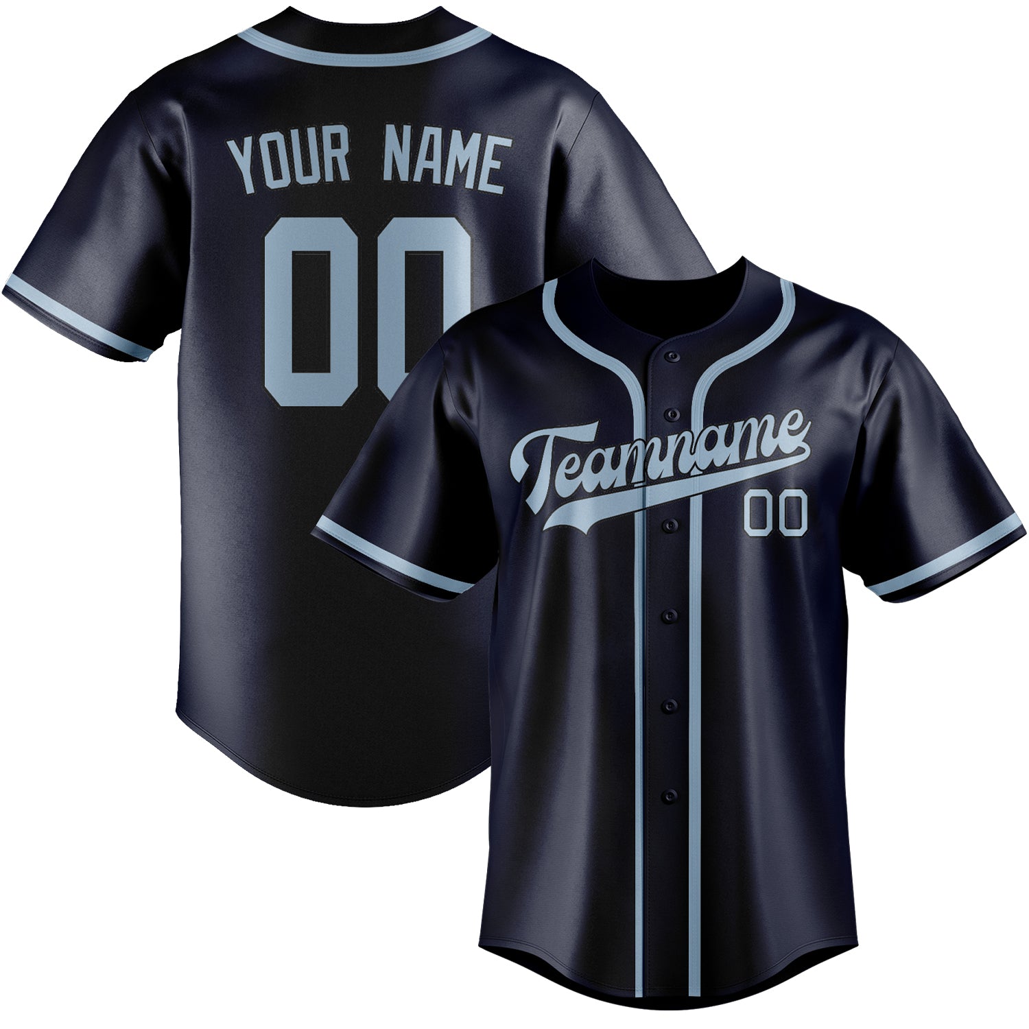Custom Navy Light Blue Baseball Jersey