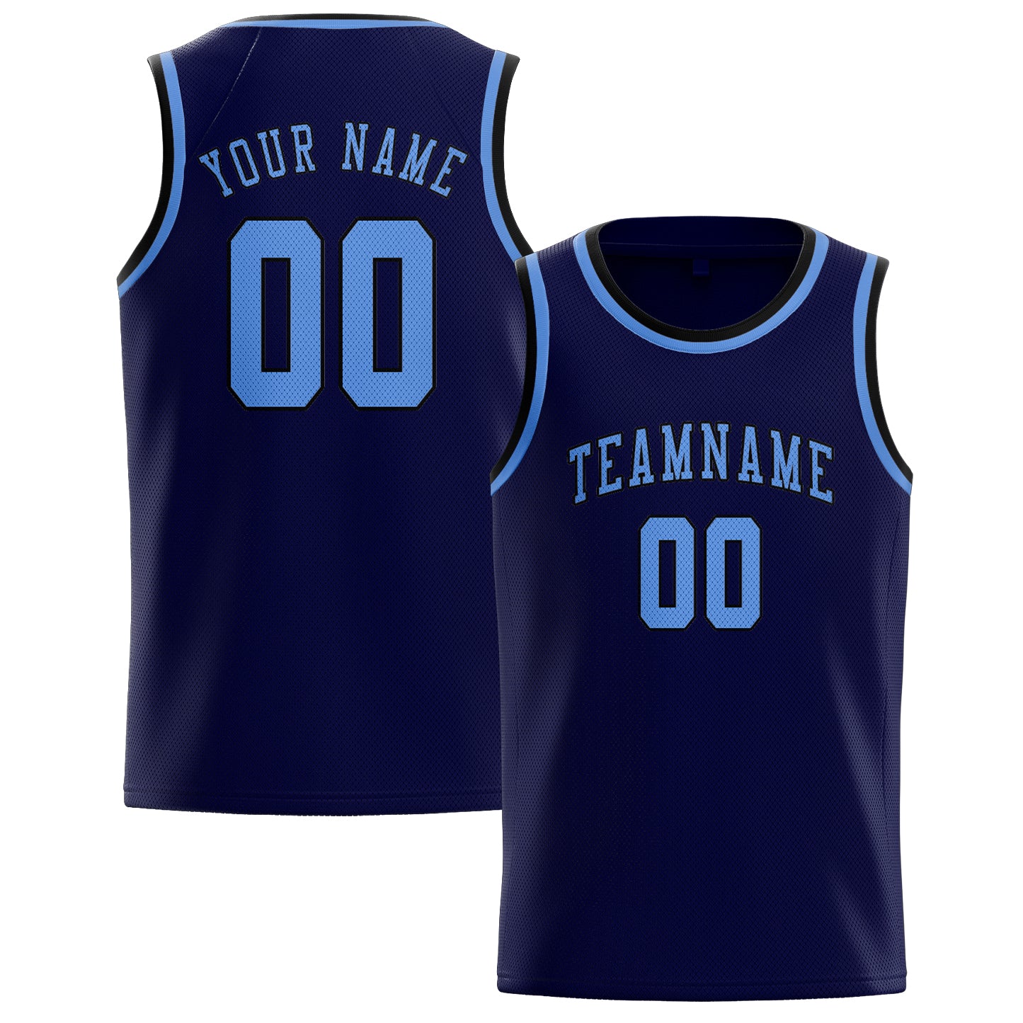 Custom Navy Light Blue Basketball Jersey