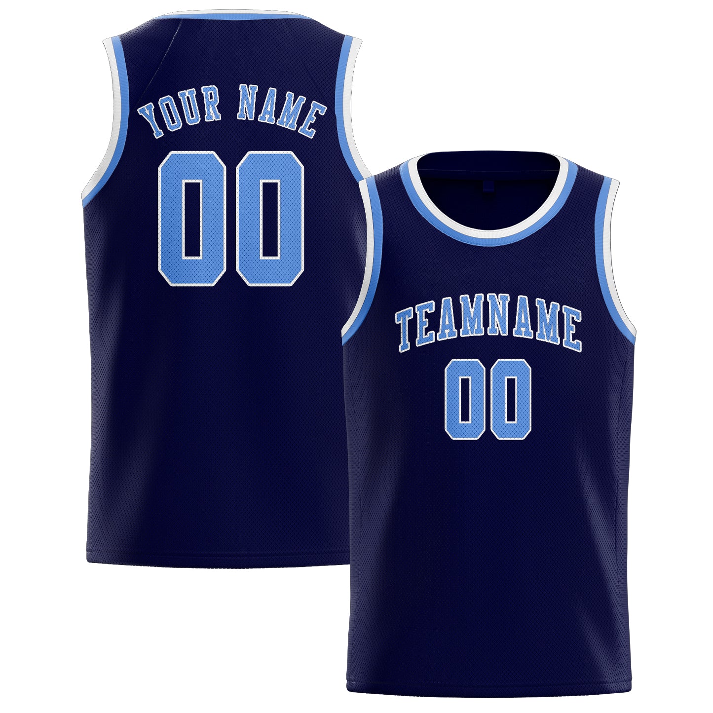 Custom Navy Light Blue Basketball Jersey