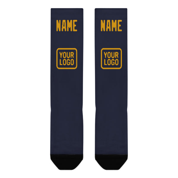 Custom Navy Yellow Knee-High Sock