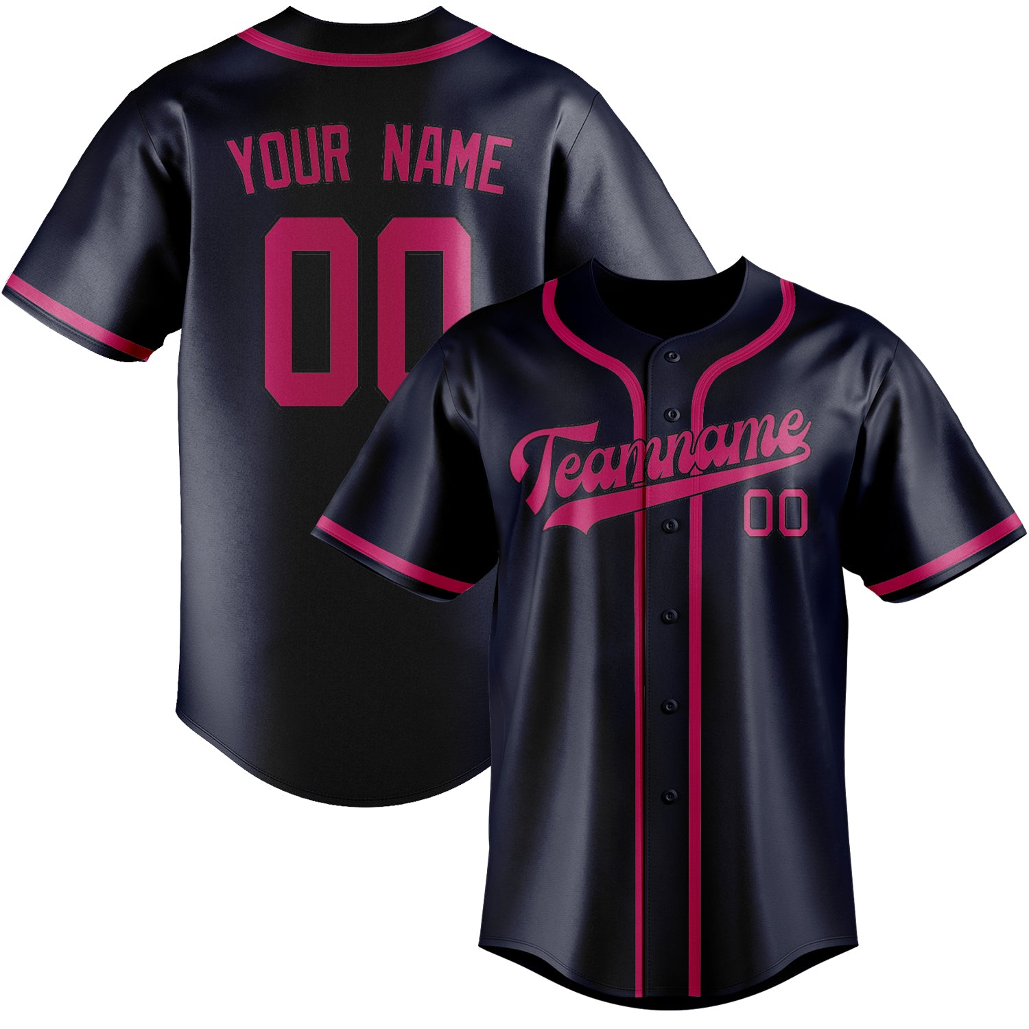 Custom Navy Pink Baseball Jersey