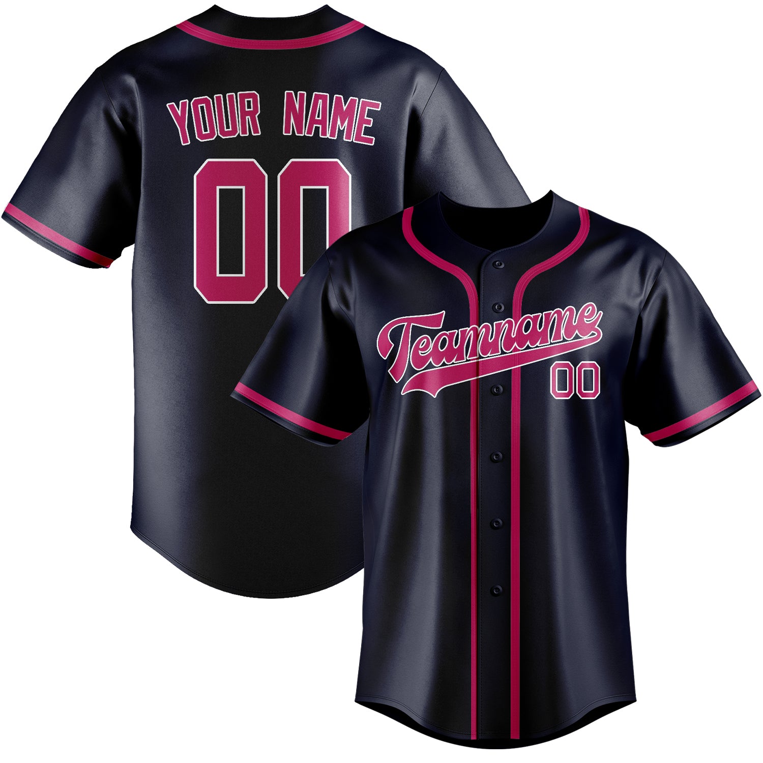 Custom Navy Pink Baseball Jersey