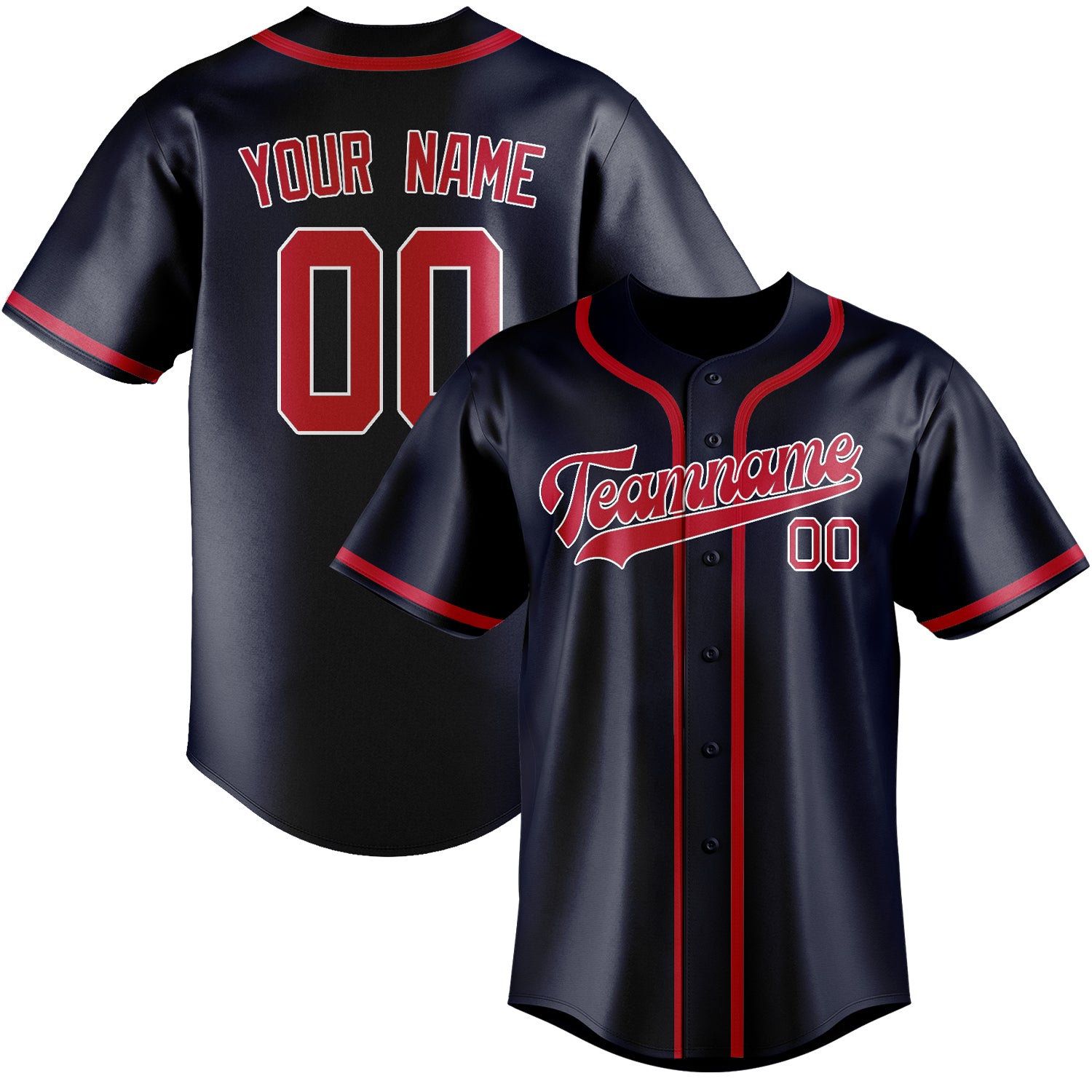 Custom Navy Red Baseball Jersey