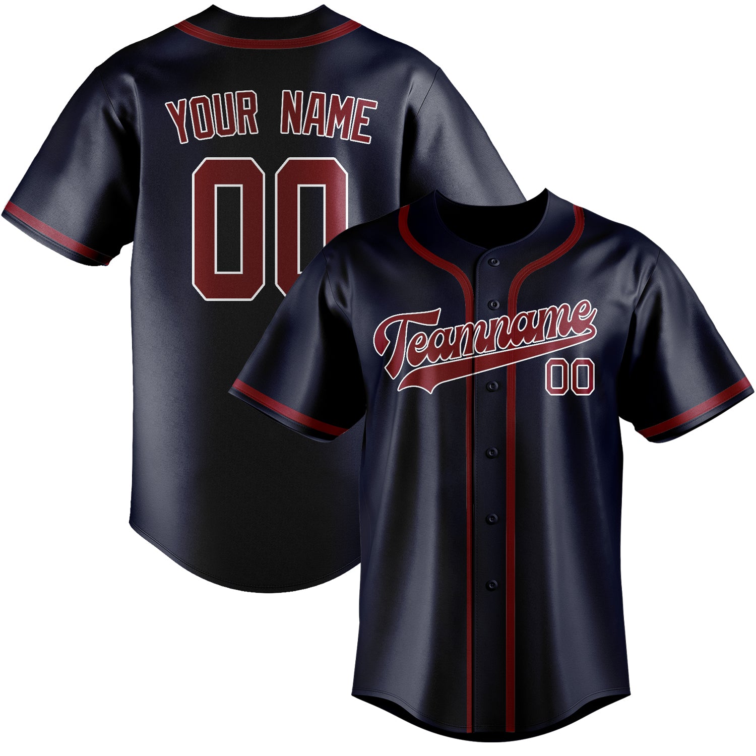 Custom Navy Crimson Red Baseball Jersey
