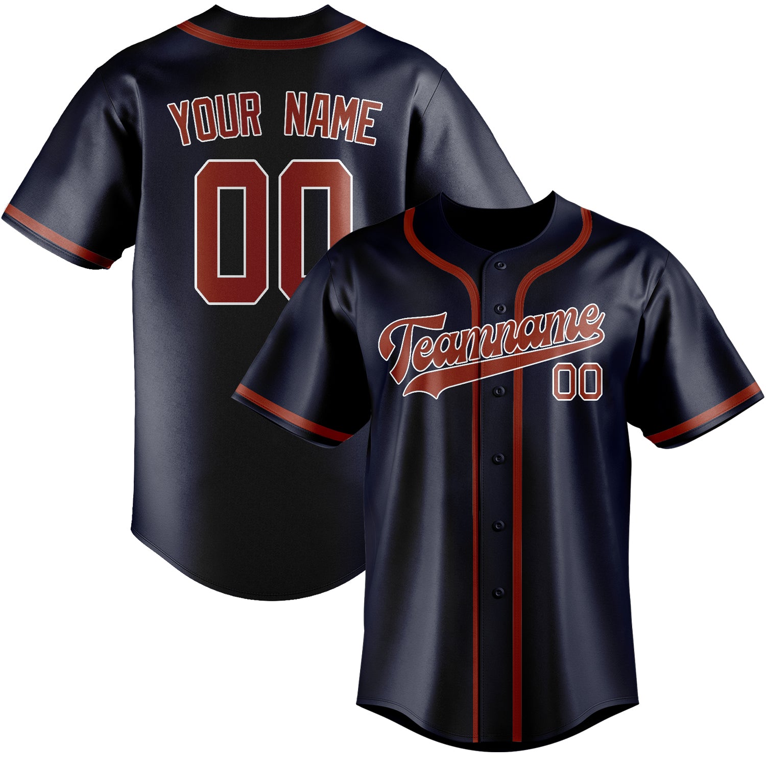 Custom Navy Coral Red Baseball Jersey