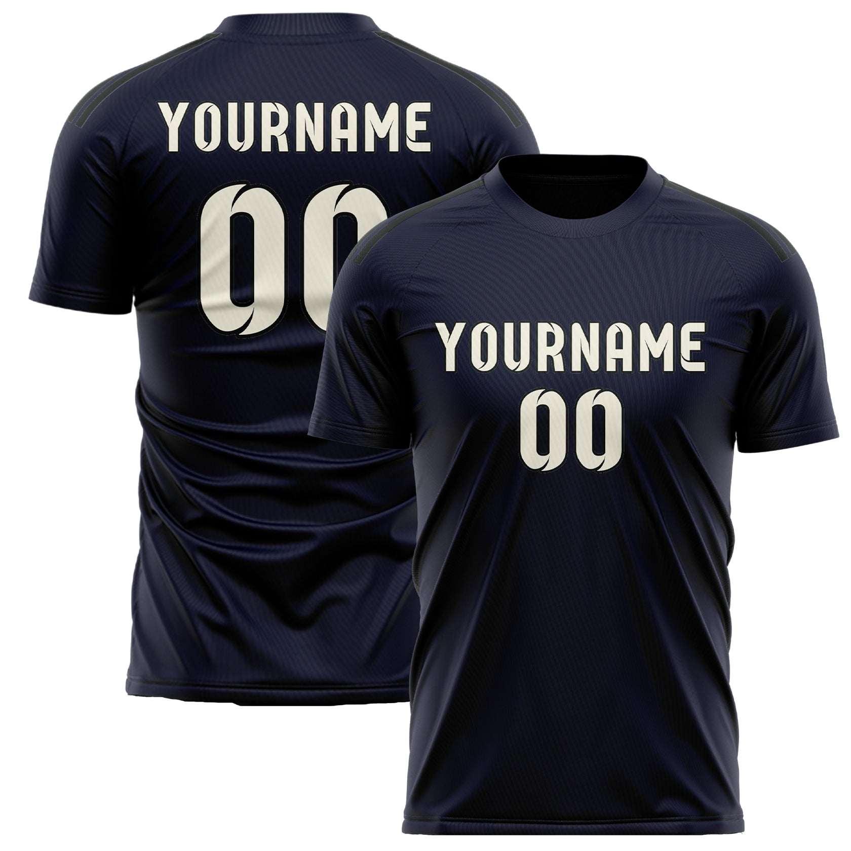 Custom Navy Cream Soccer Jersey