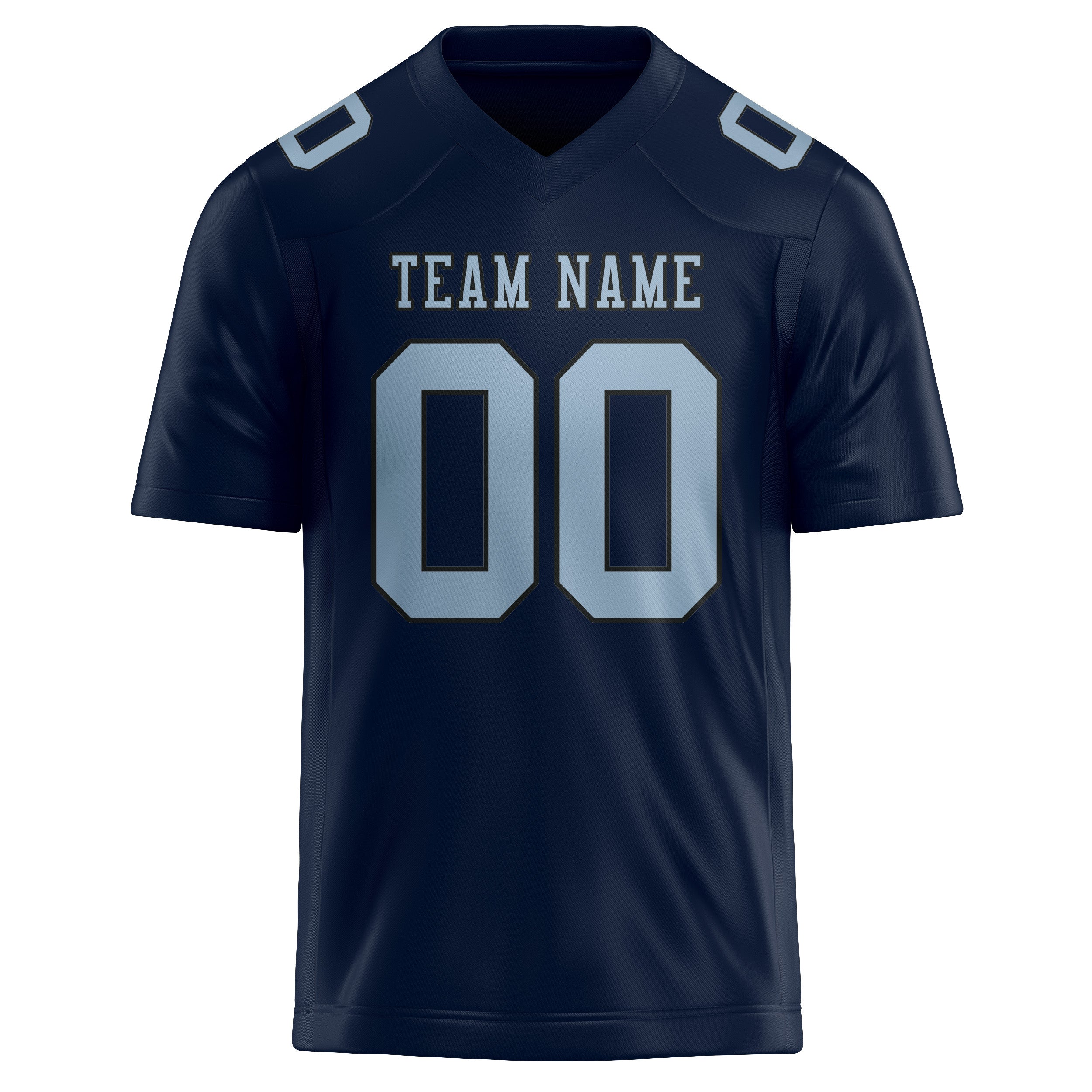 Custom Navy Light Blue Football Jersey