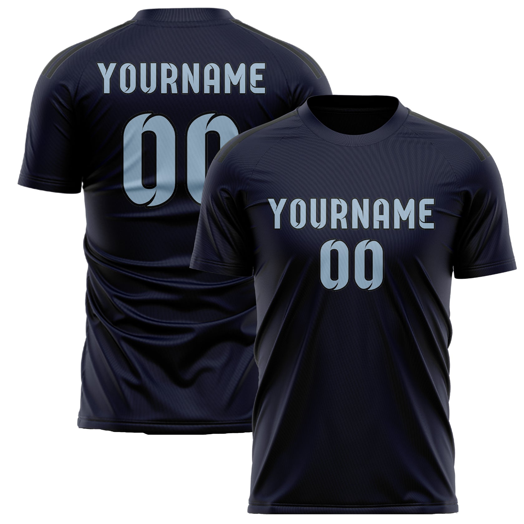 Custom Navy Light Blue Soccer Jersey