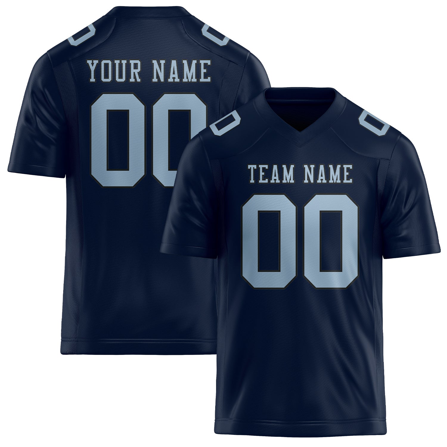 Custom Navy Light Blue Football Jersey