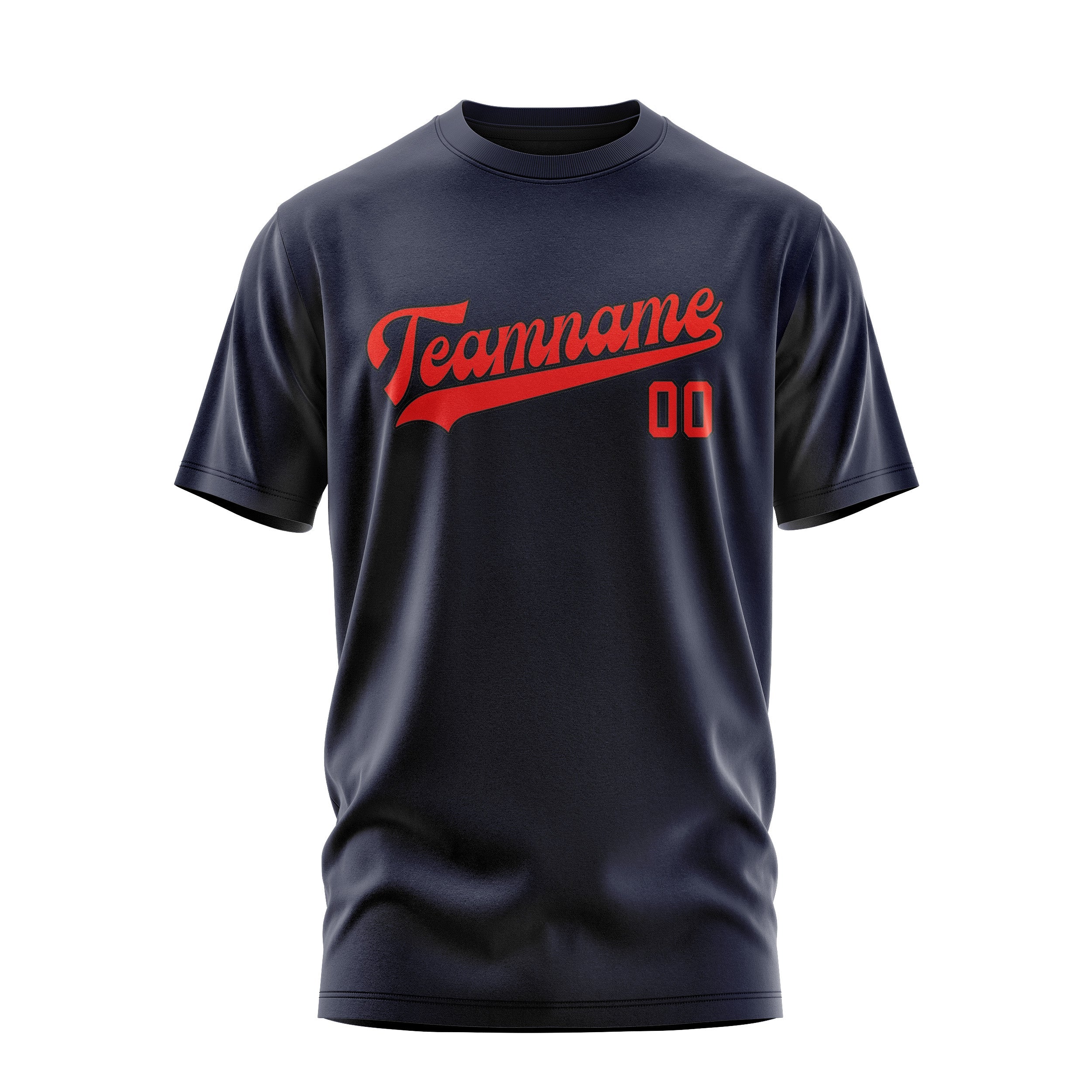Custom Navy Orange Red T-Shirt