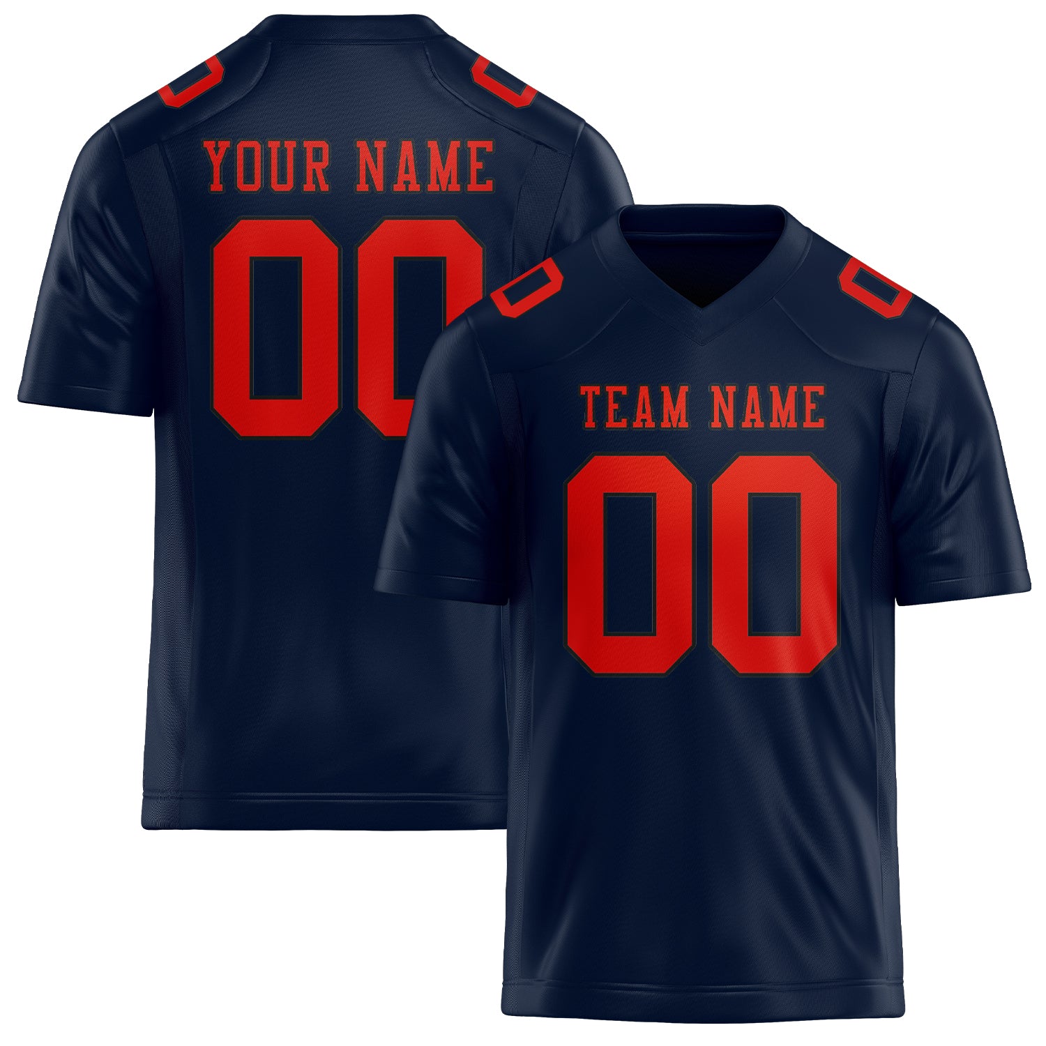 Custom Navy Orange Red Football Jersey