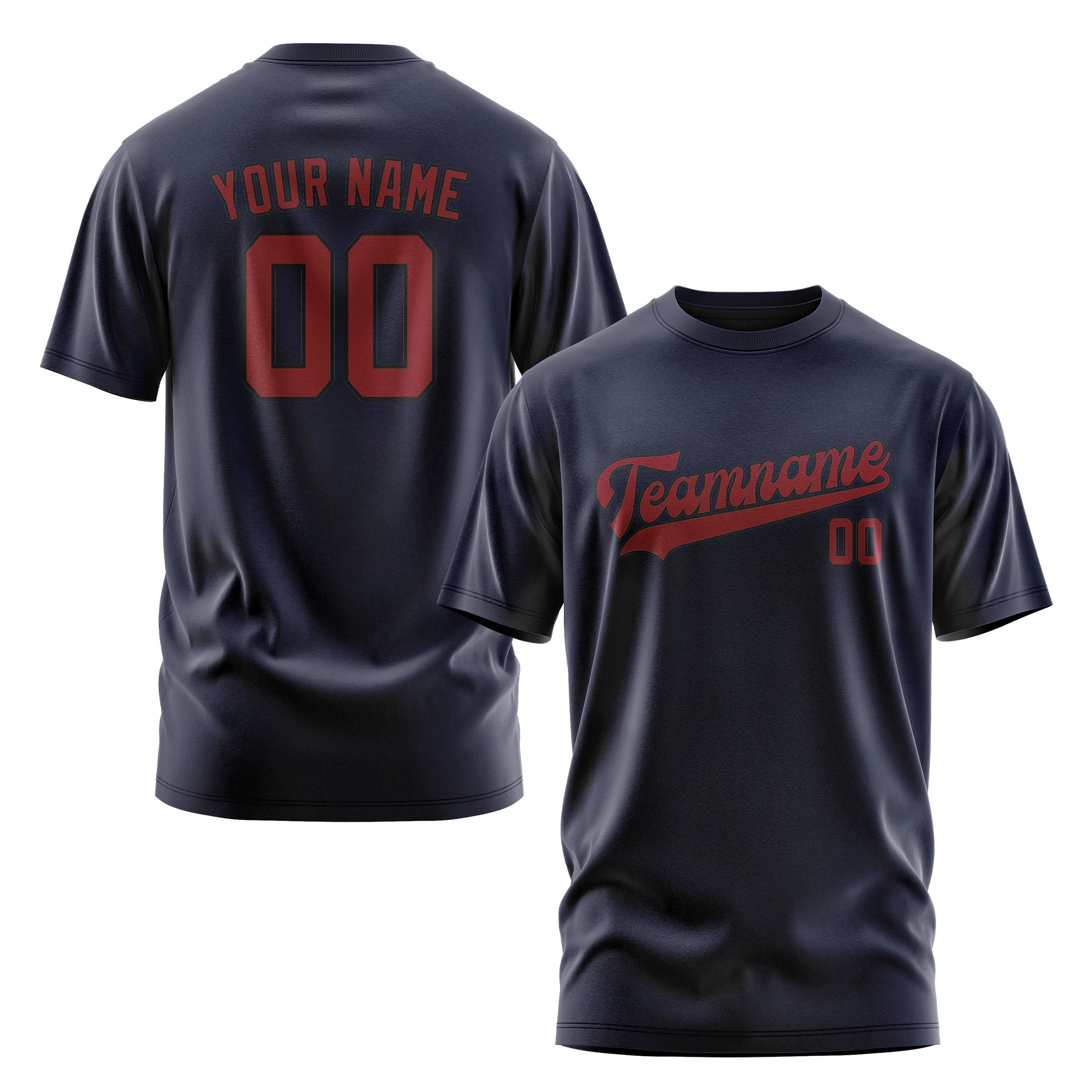Custom Navy Crimson Red T-Shirt