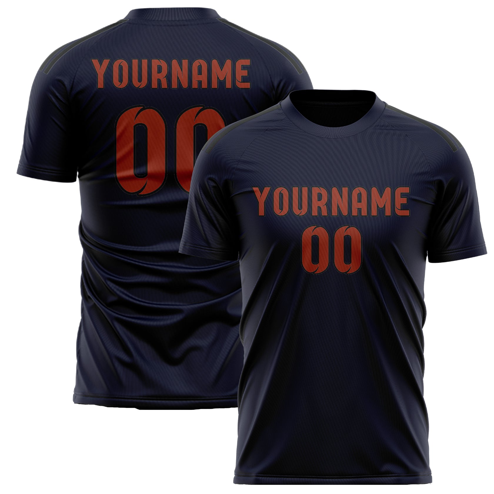 Custom Navy Coral Red Soccer Jersey