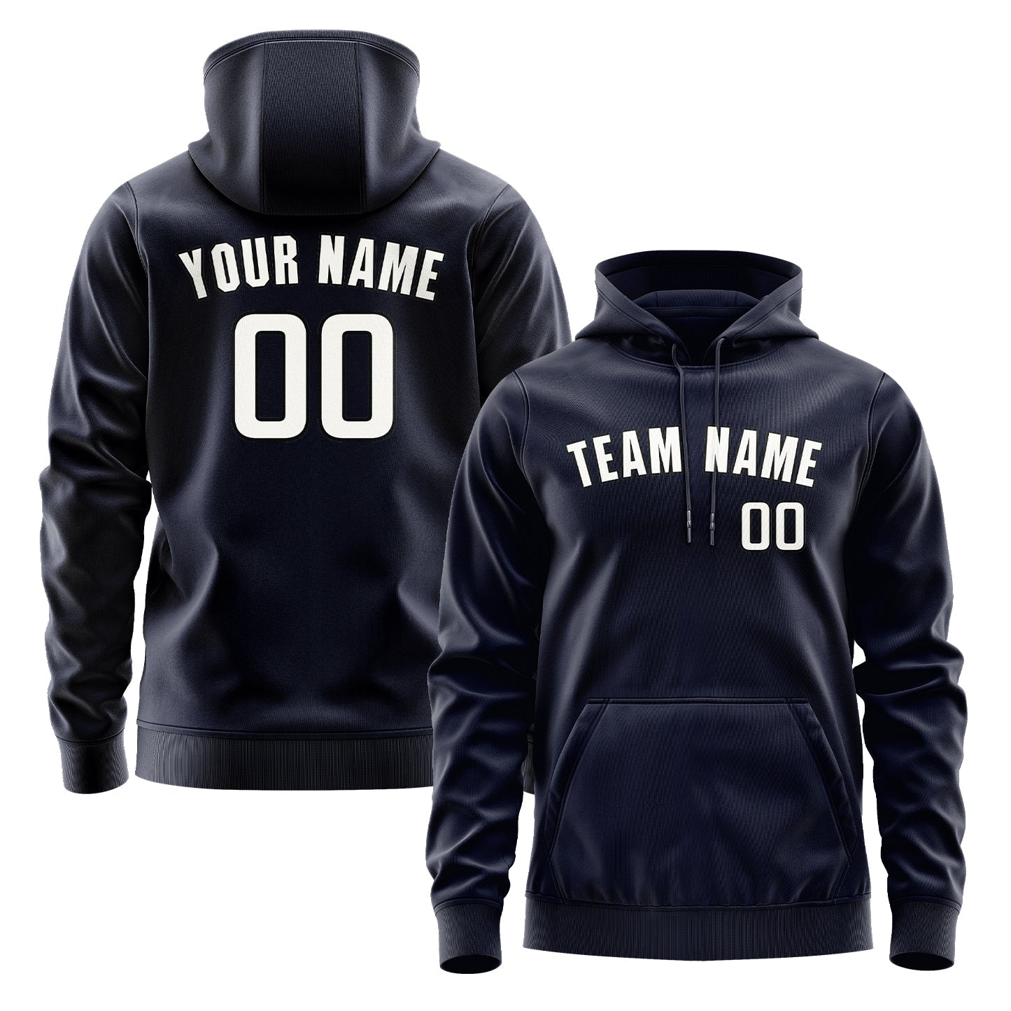 Custom Navy White Hoodie
