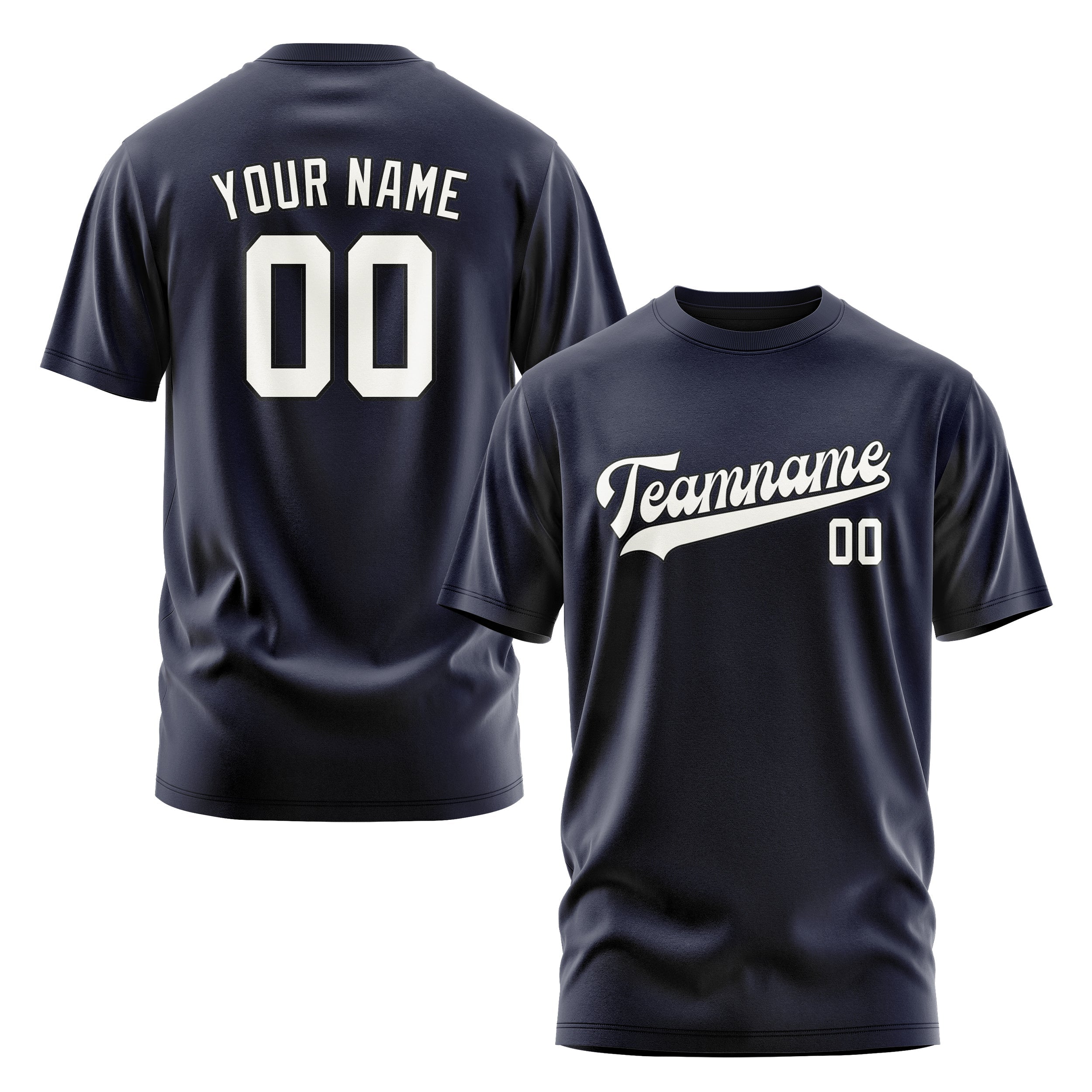 Custom Navy White T-Shirt