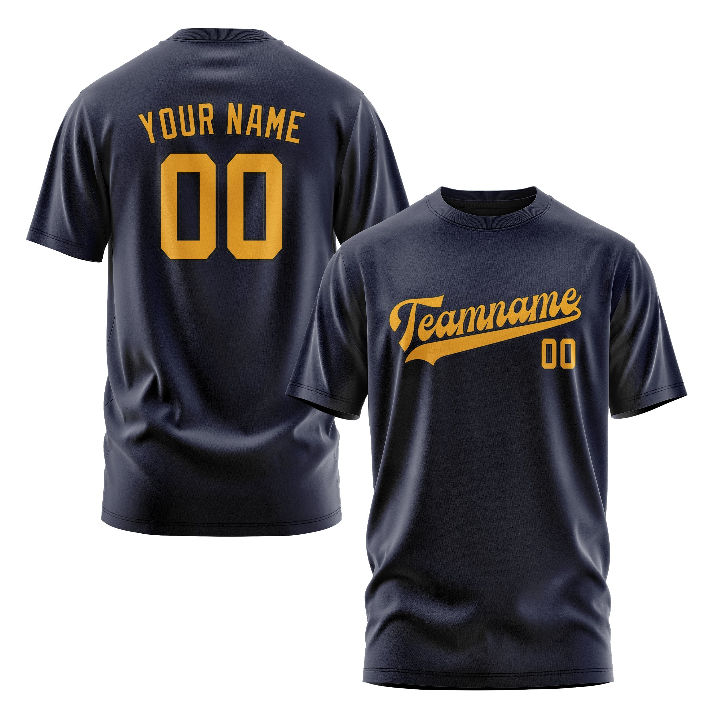 Custom Navy Yellow T-Shirt