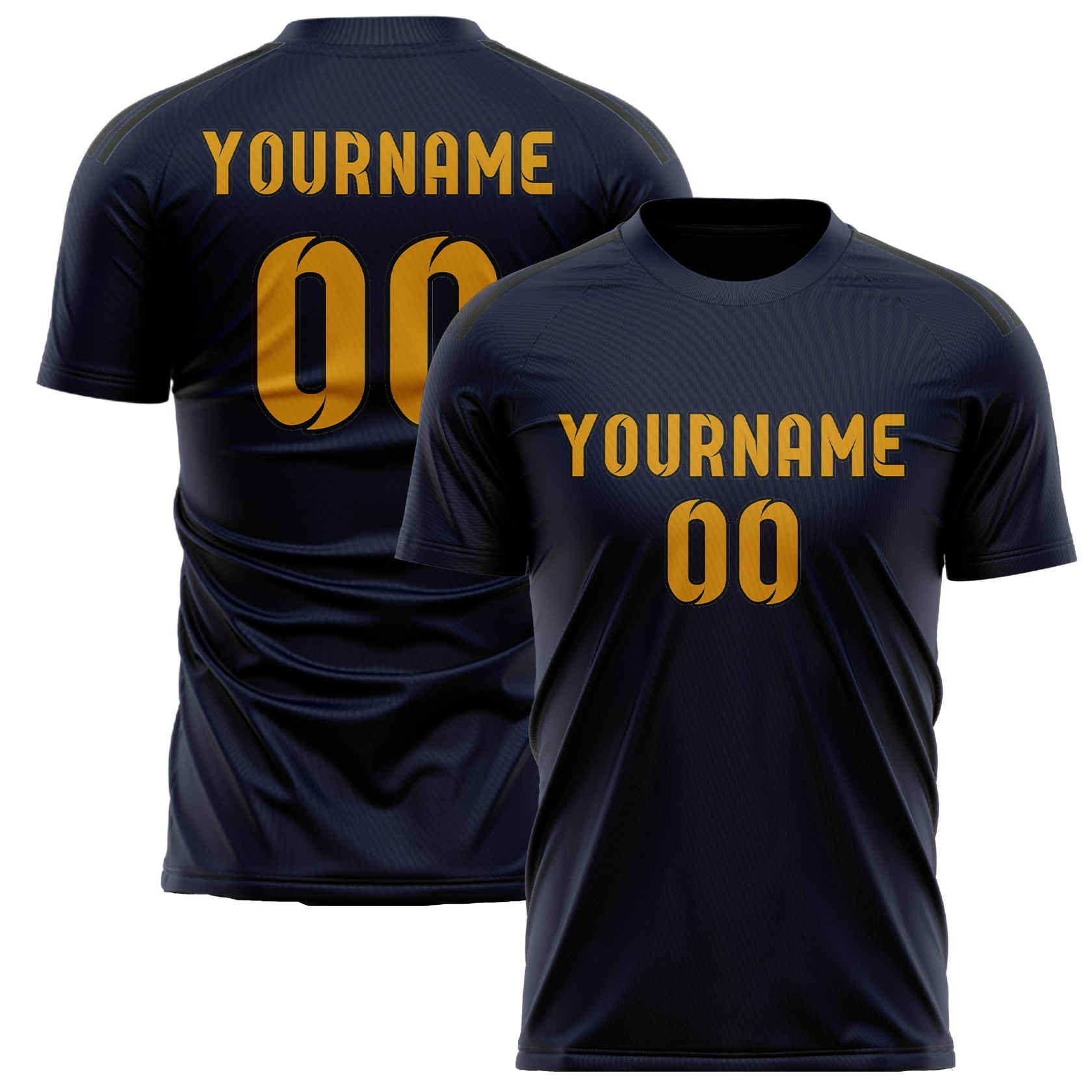Custom Navy Yellow Soccer Jersey