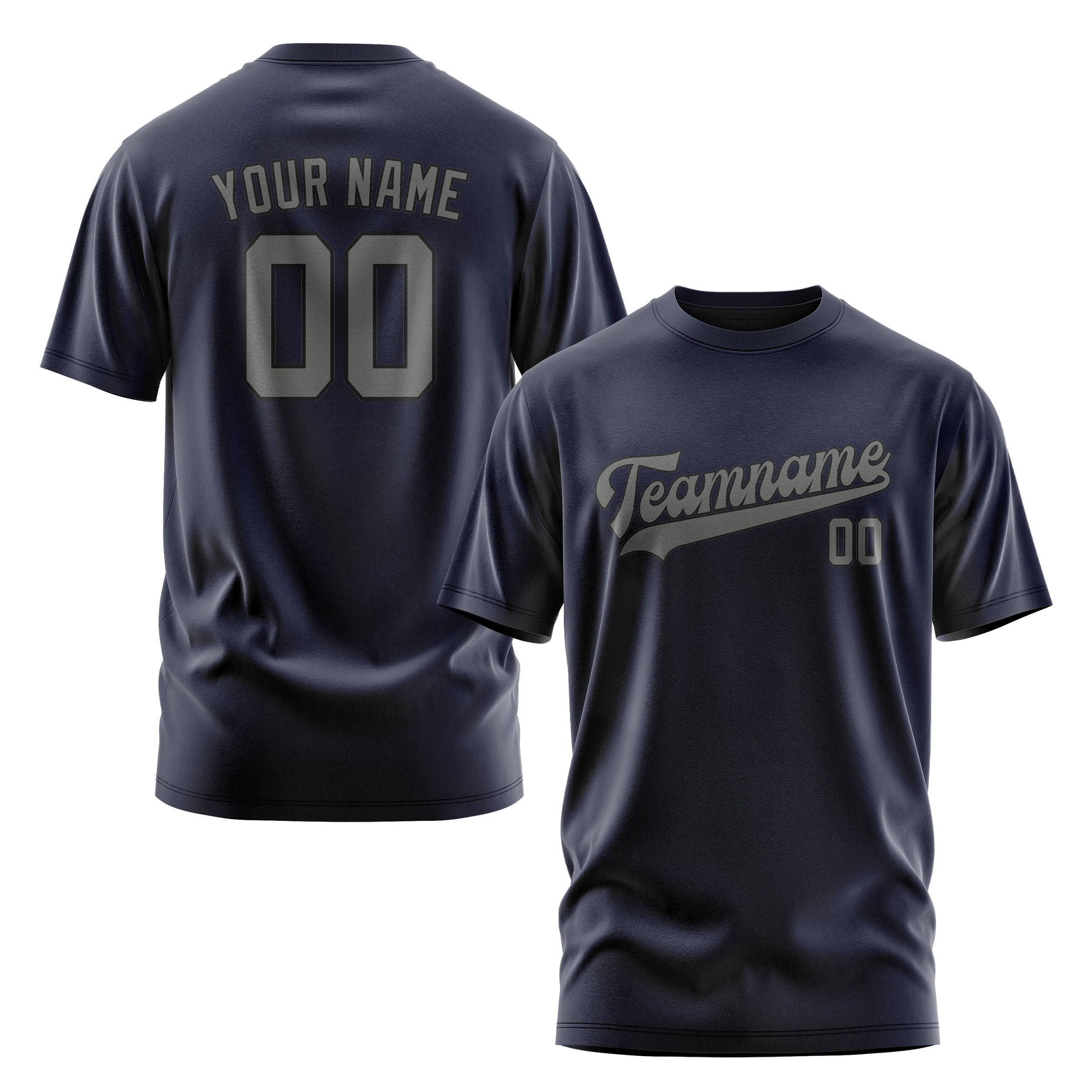 Custom Navy Dark Grey T-Shirt