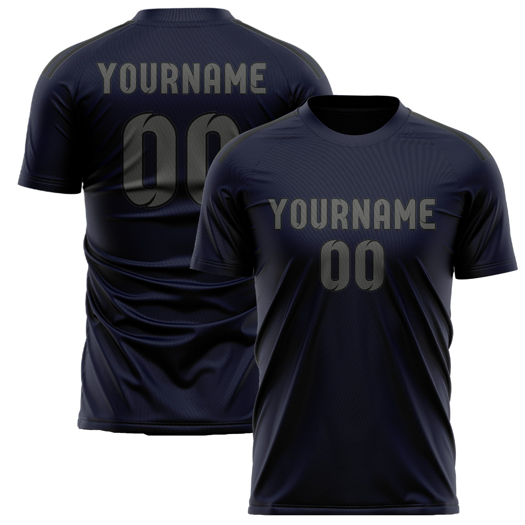 Custom Navy Dark Grey Soccer Jersey