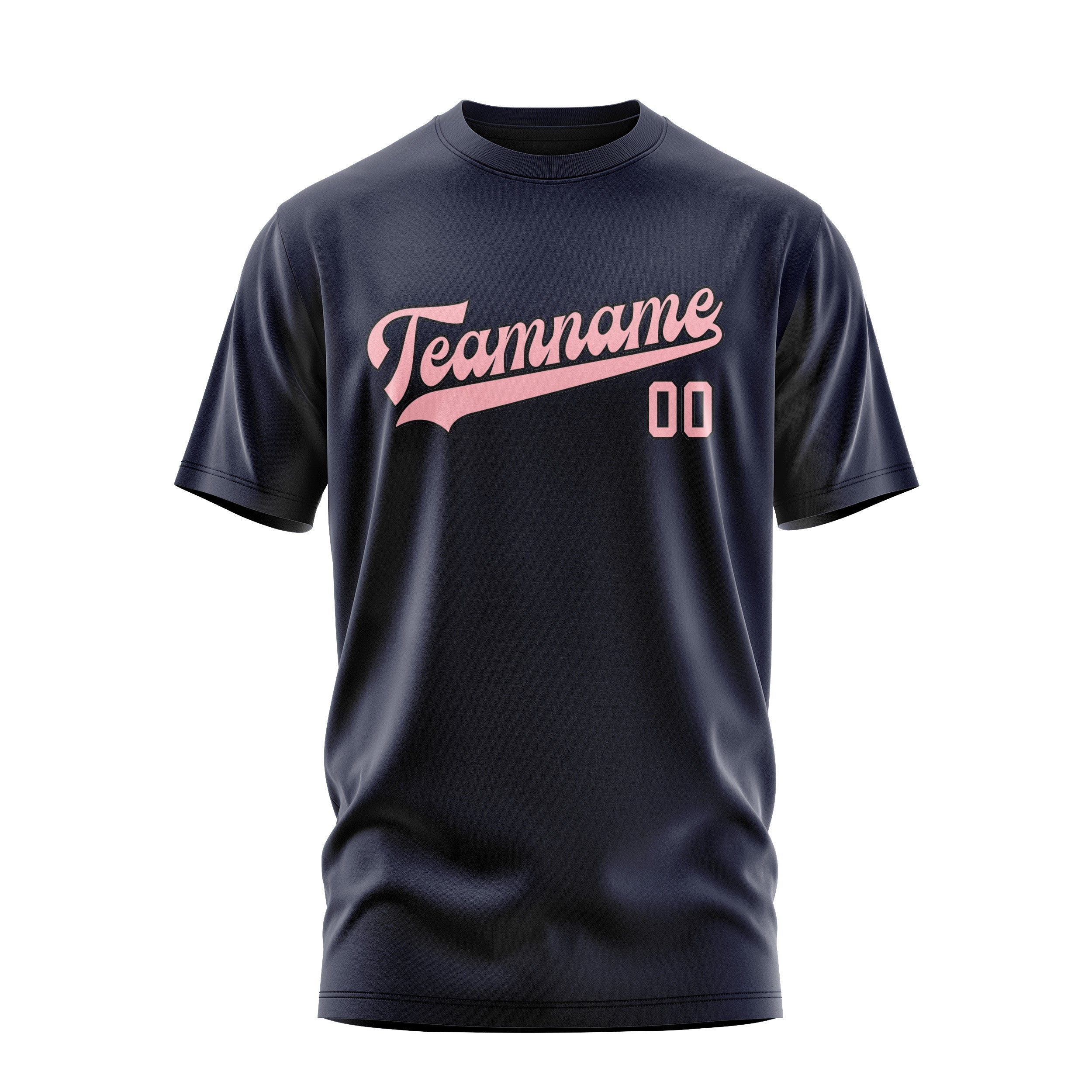 Custom Navy Light Pink T-Shirt