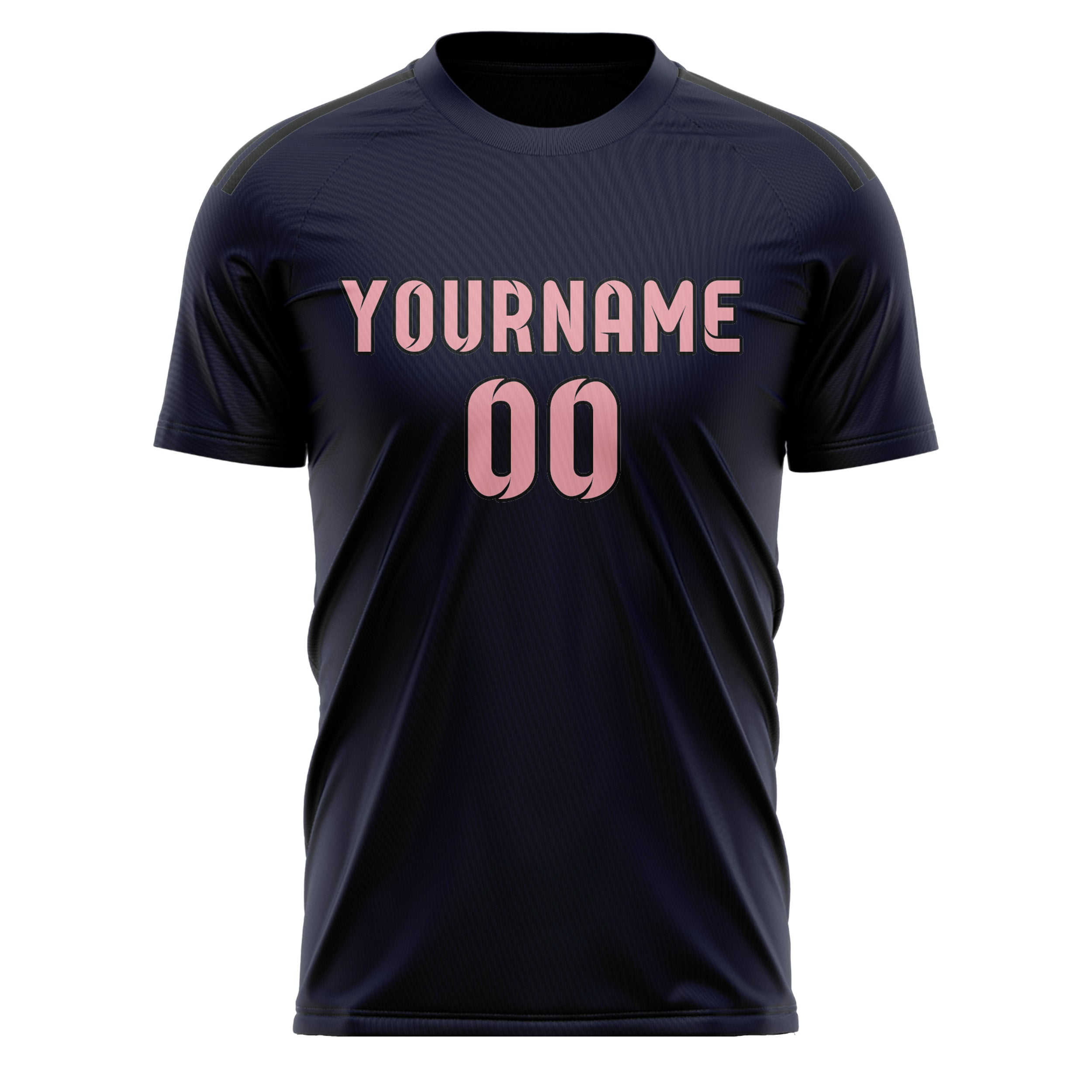 Custom Navy Light Pink Soccer Jersey